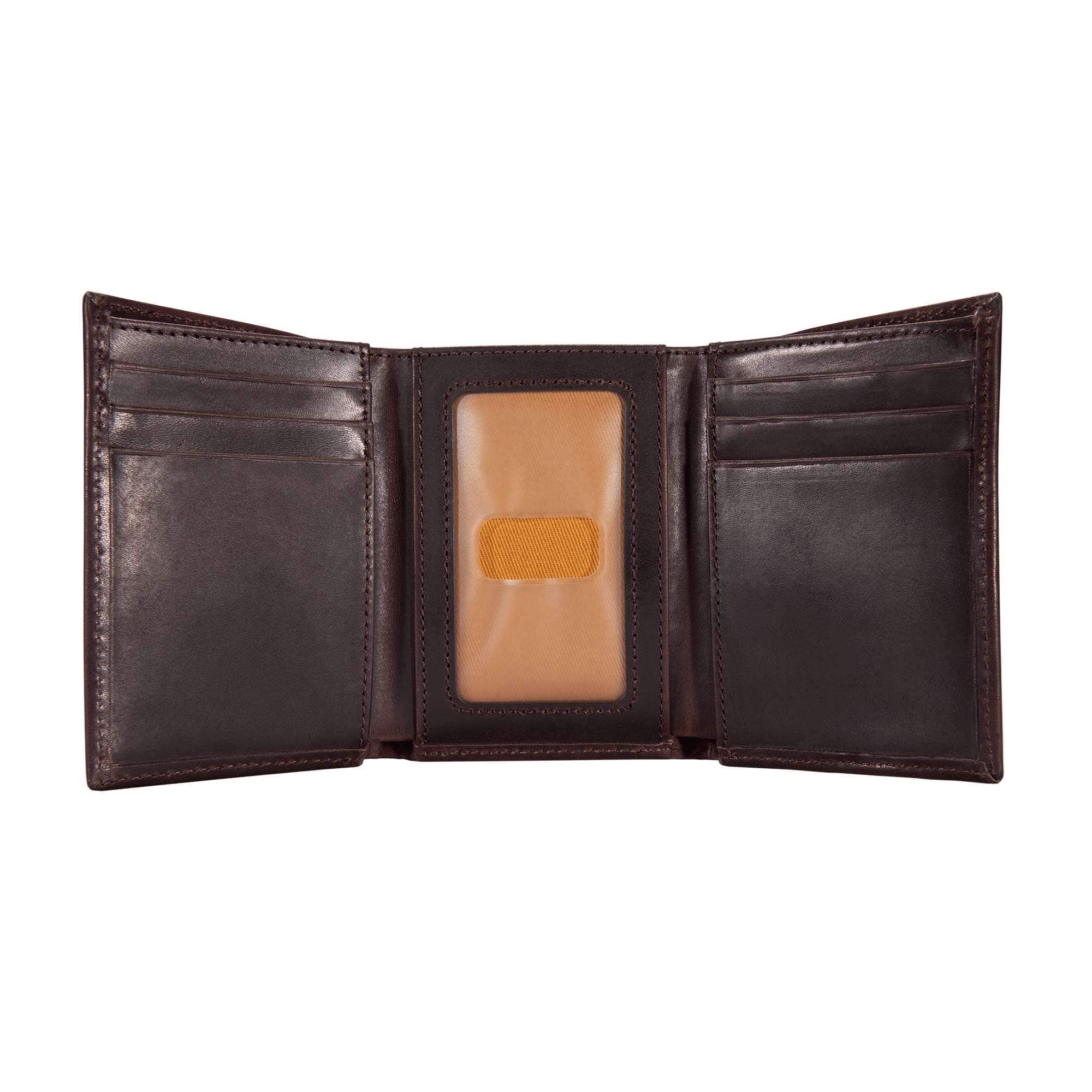 Oil tan leather trifold wallet