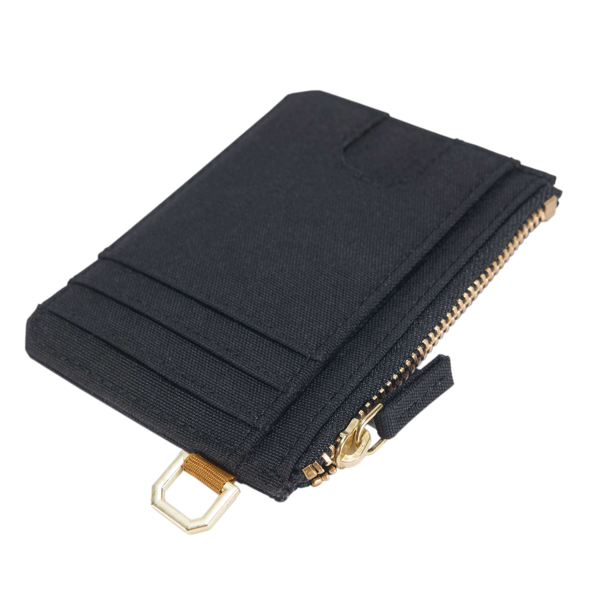 Nylon duck zippered card keeper wallet