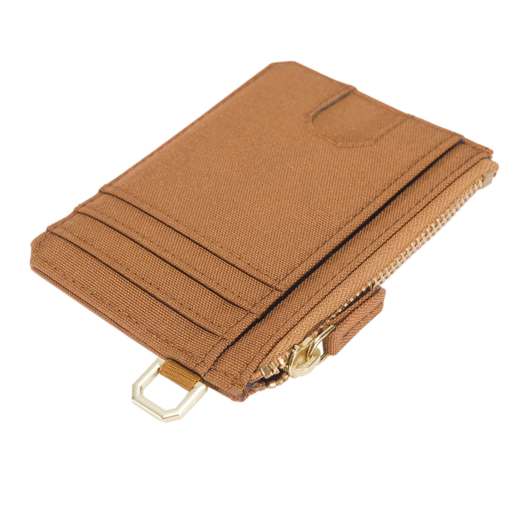 Nylon duck zippered card keeper wallet