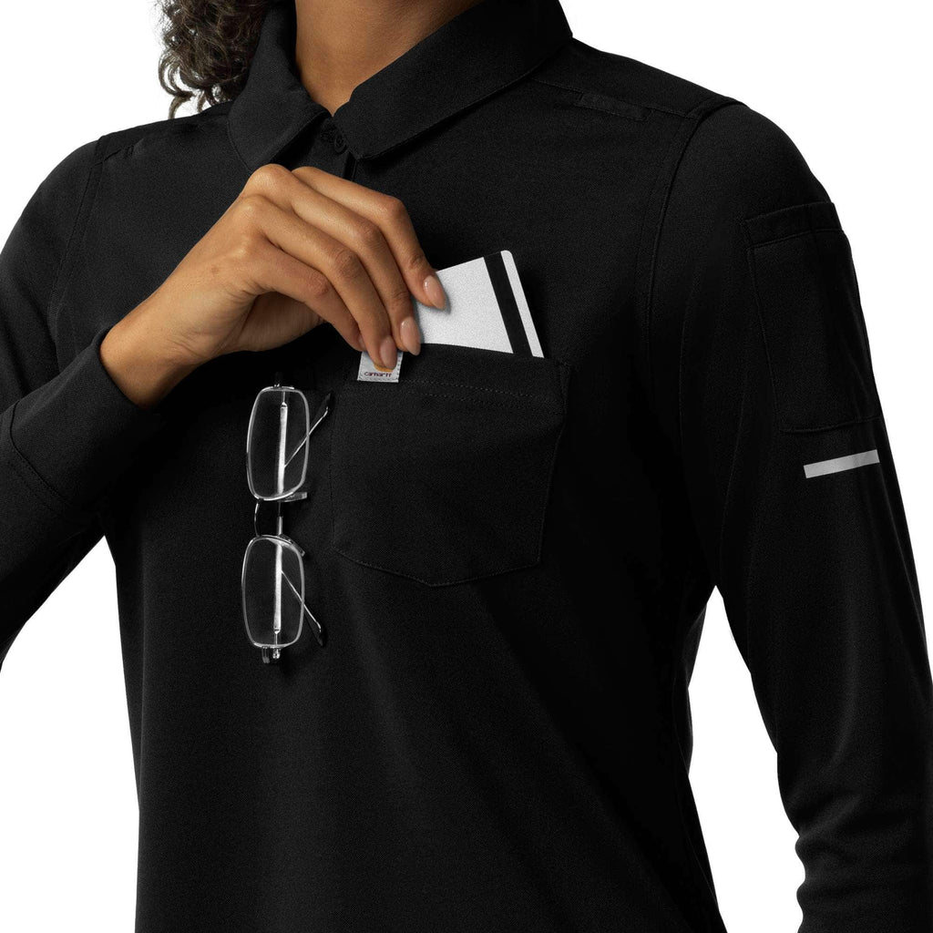 Women's rugged flex® rscu heavyweight long sleeve polo scrub top