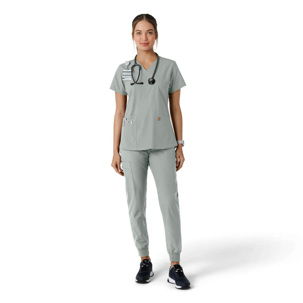 Women's force essentials v-neck knit panel scrub top