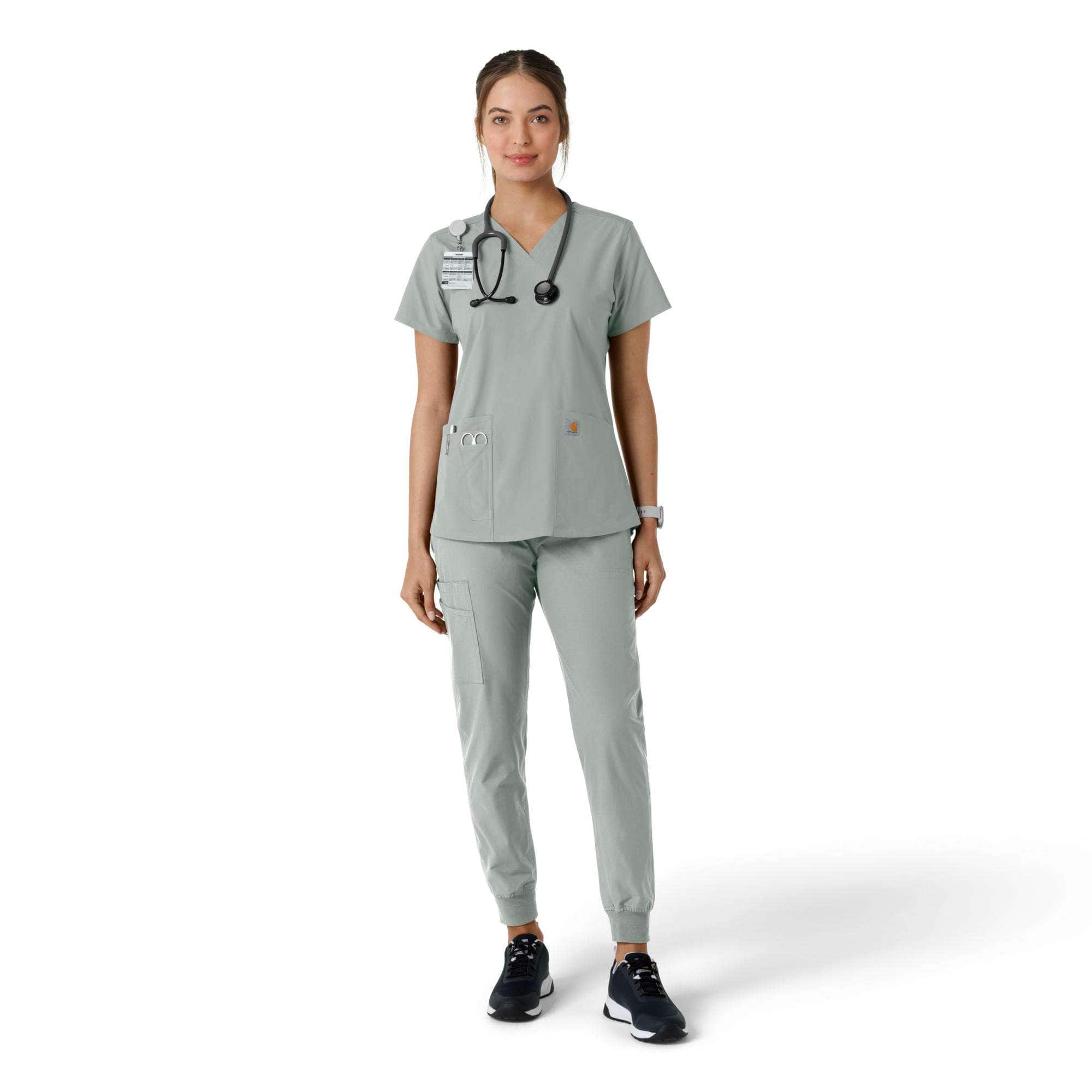Women's force essentials v-neck knit panel scrub top