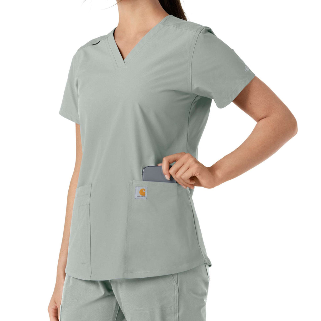 Women's force essentials v-neck knit panel scrub top