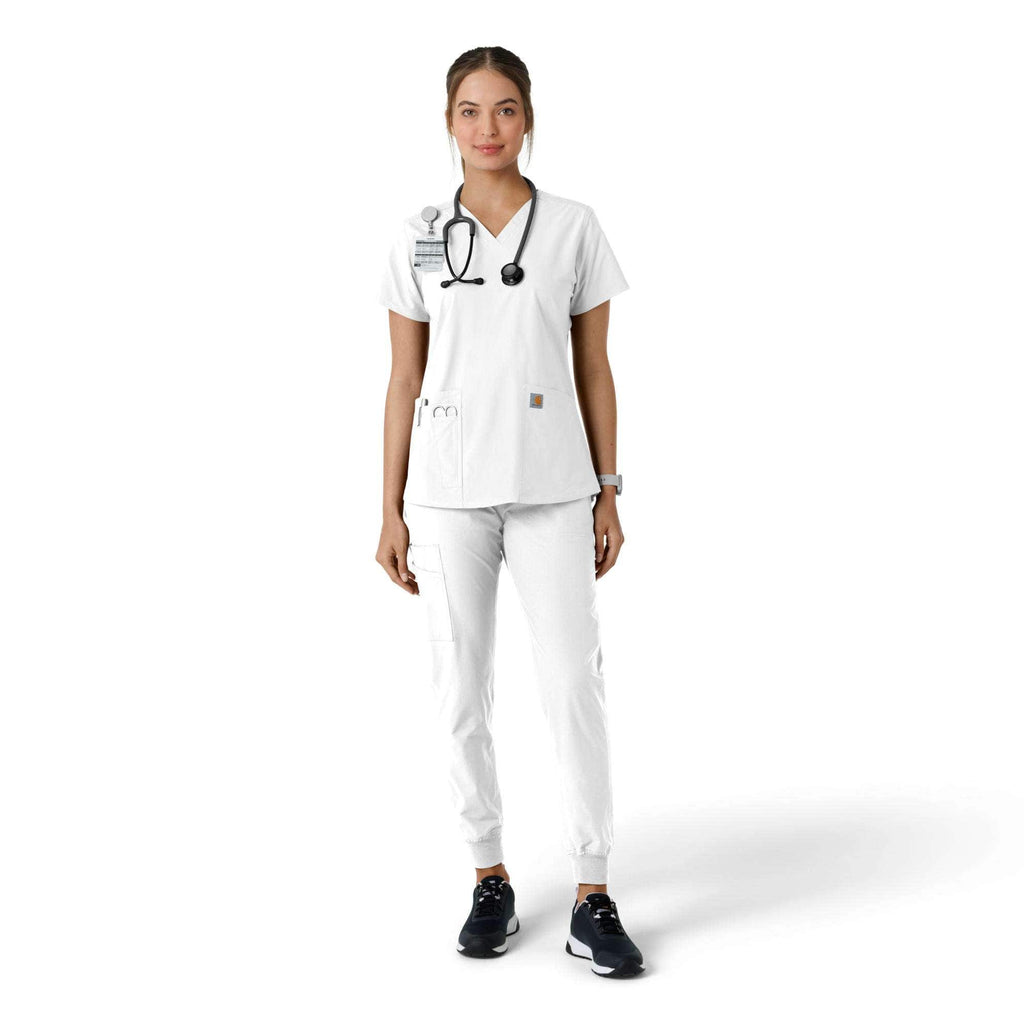 Women's force essentials v-neck knit panel scrub top
