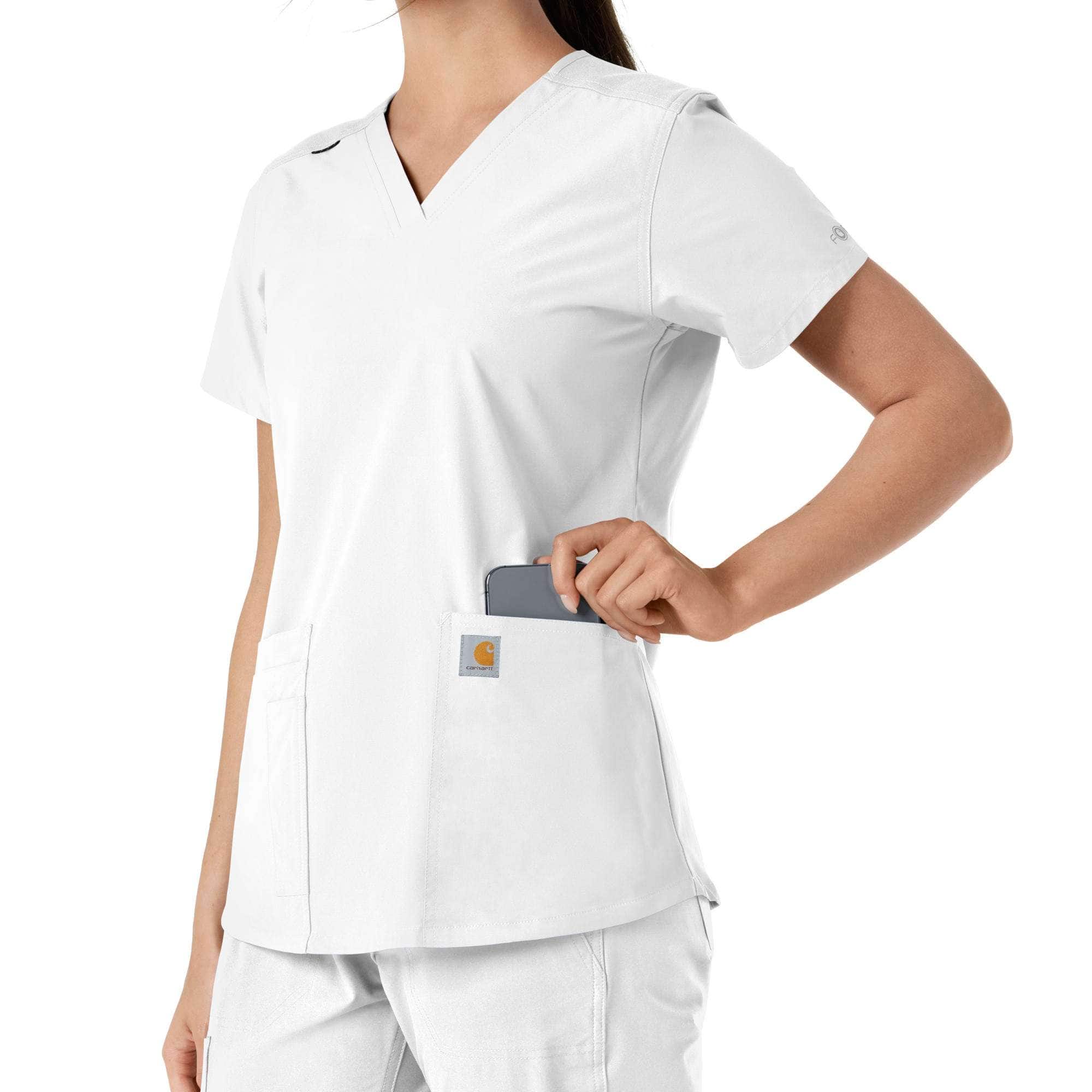 Women's force essentials v-neck knit panel scrub top
