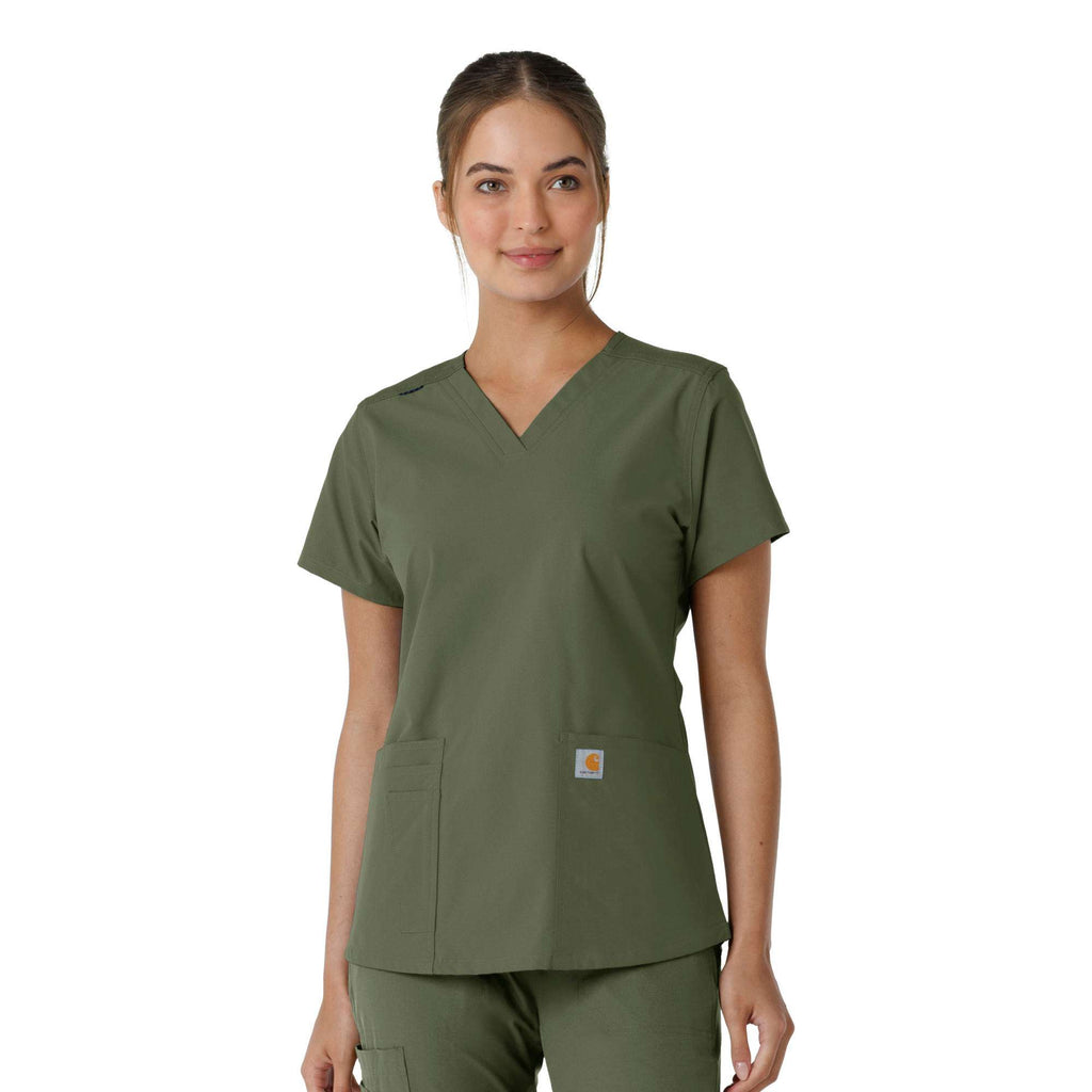 Women's force essentials v-neck knit panel scrub top