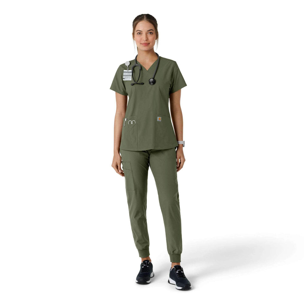 Women's force essentials v-neck knit panel scrub top