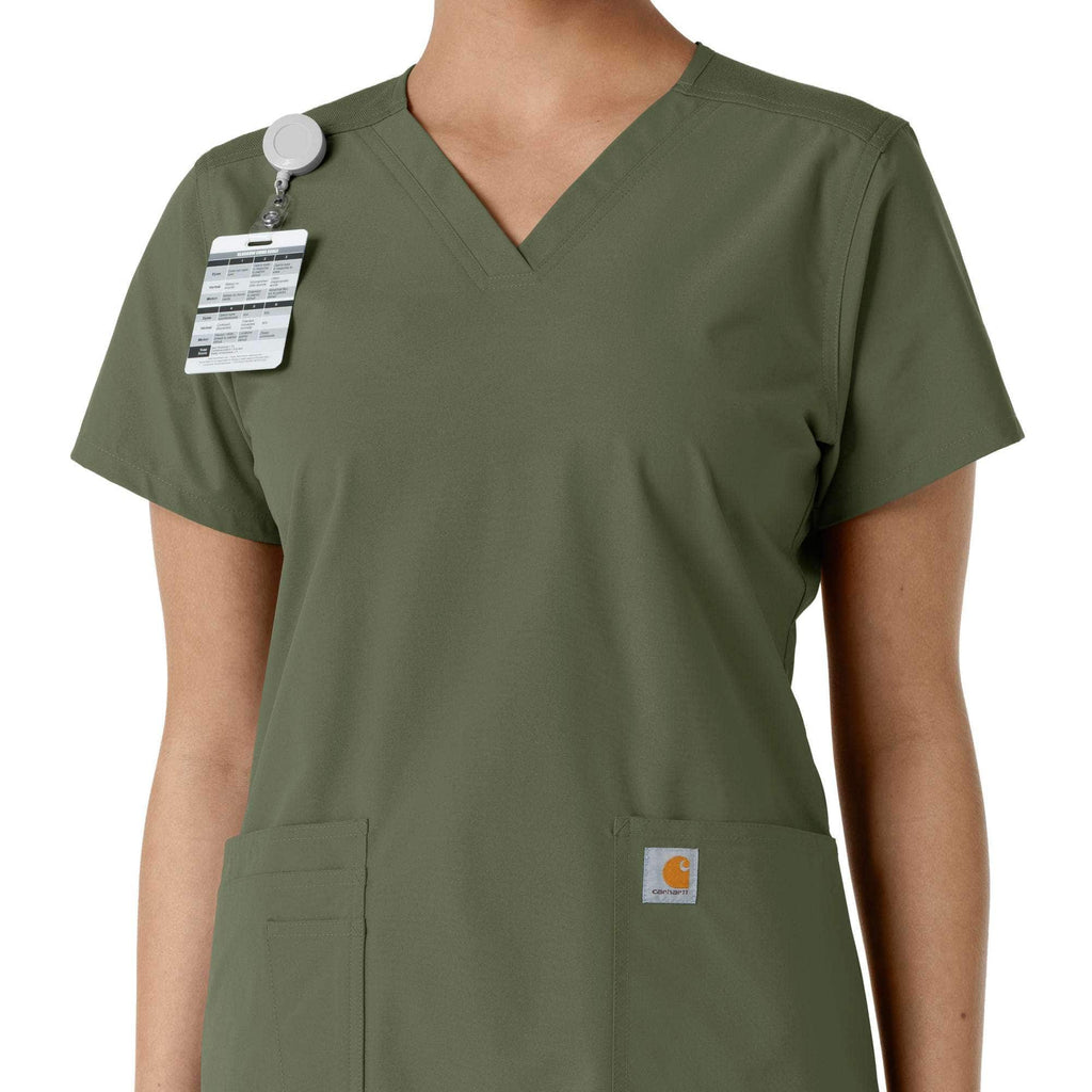 Women's force essentials v-neck knit panel scrub top