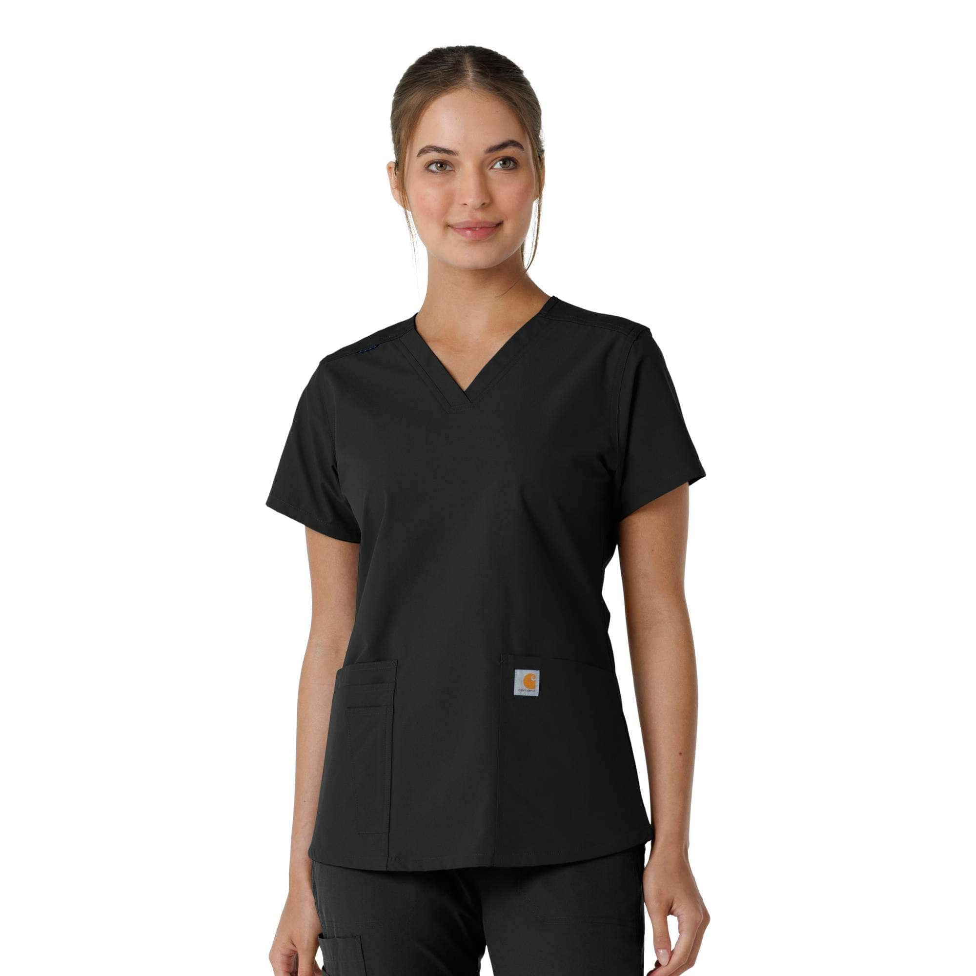 Women's force essentials v-neck knit panel scrub top