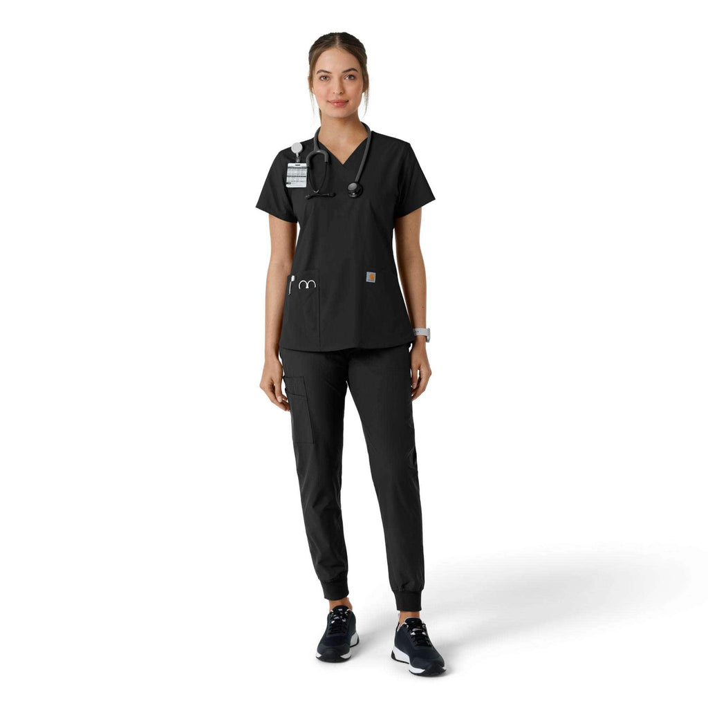 Women's force essentials v-neck knit panel scrub top