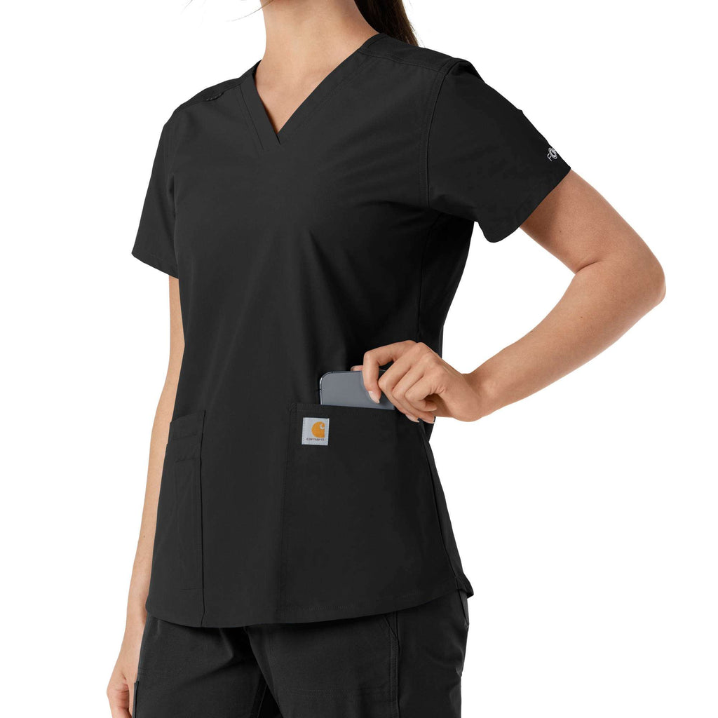 Women's force essentials v-neck knit panel scrub top
