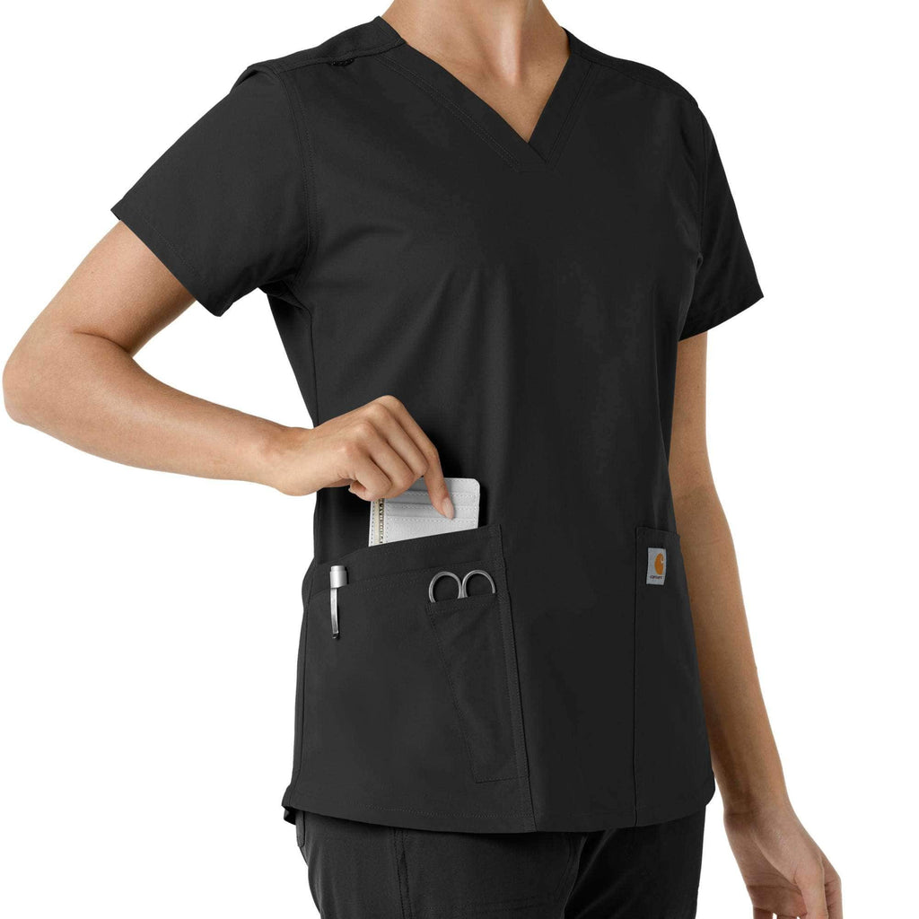Women's force essentials v-neck knit panel scrub top