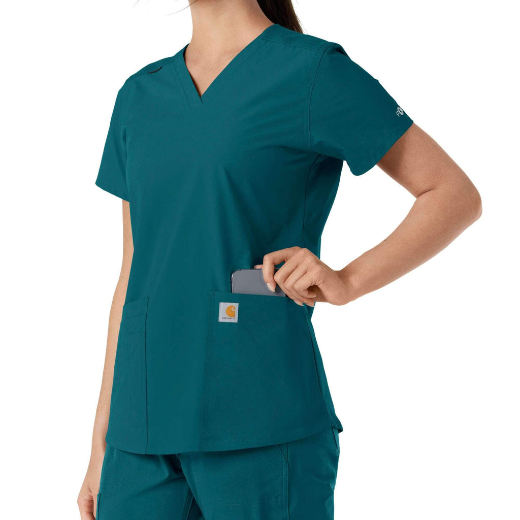 Women's force essentials v-neck knit panel scrub top
