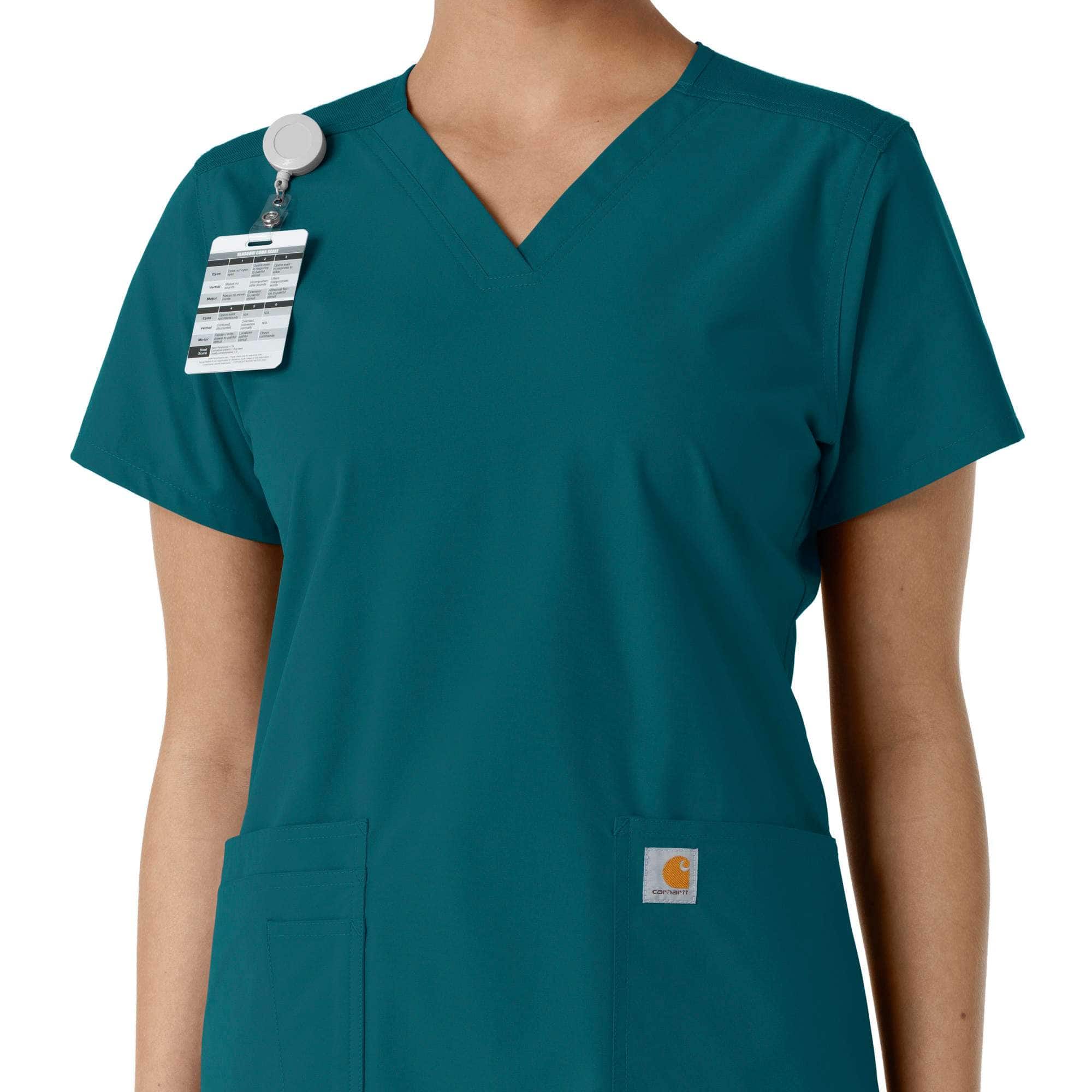 Women's force essentials v-neck knit panel scrub top