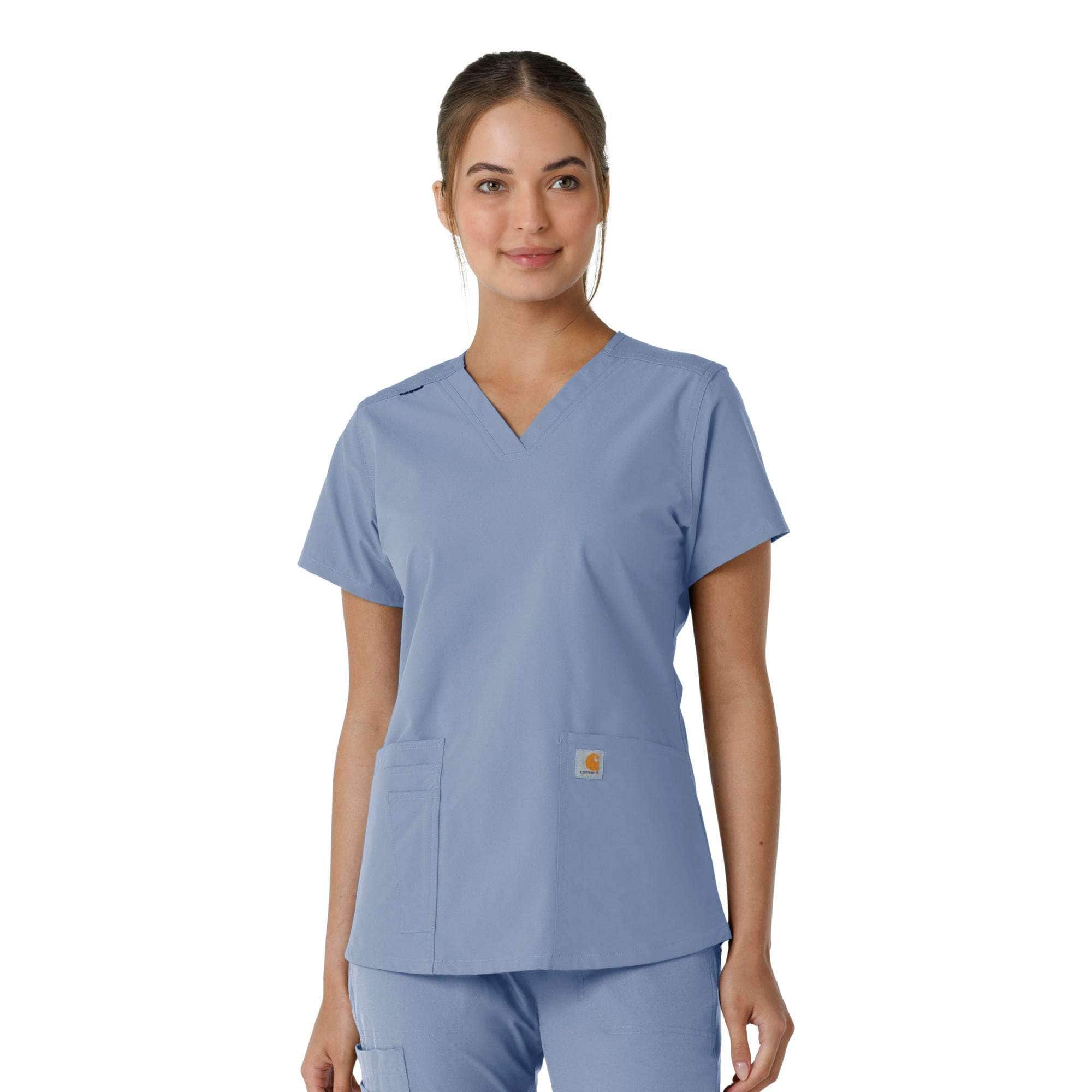 Women's force essentials v-neck knit panel scrub top