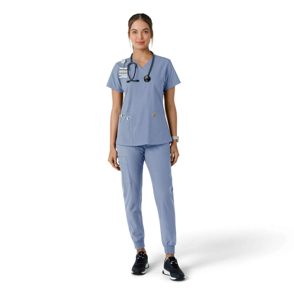 Women's force essentials v-neck knit panel scrub top