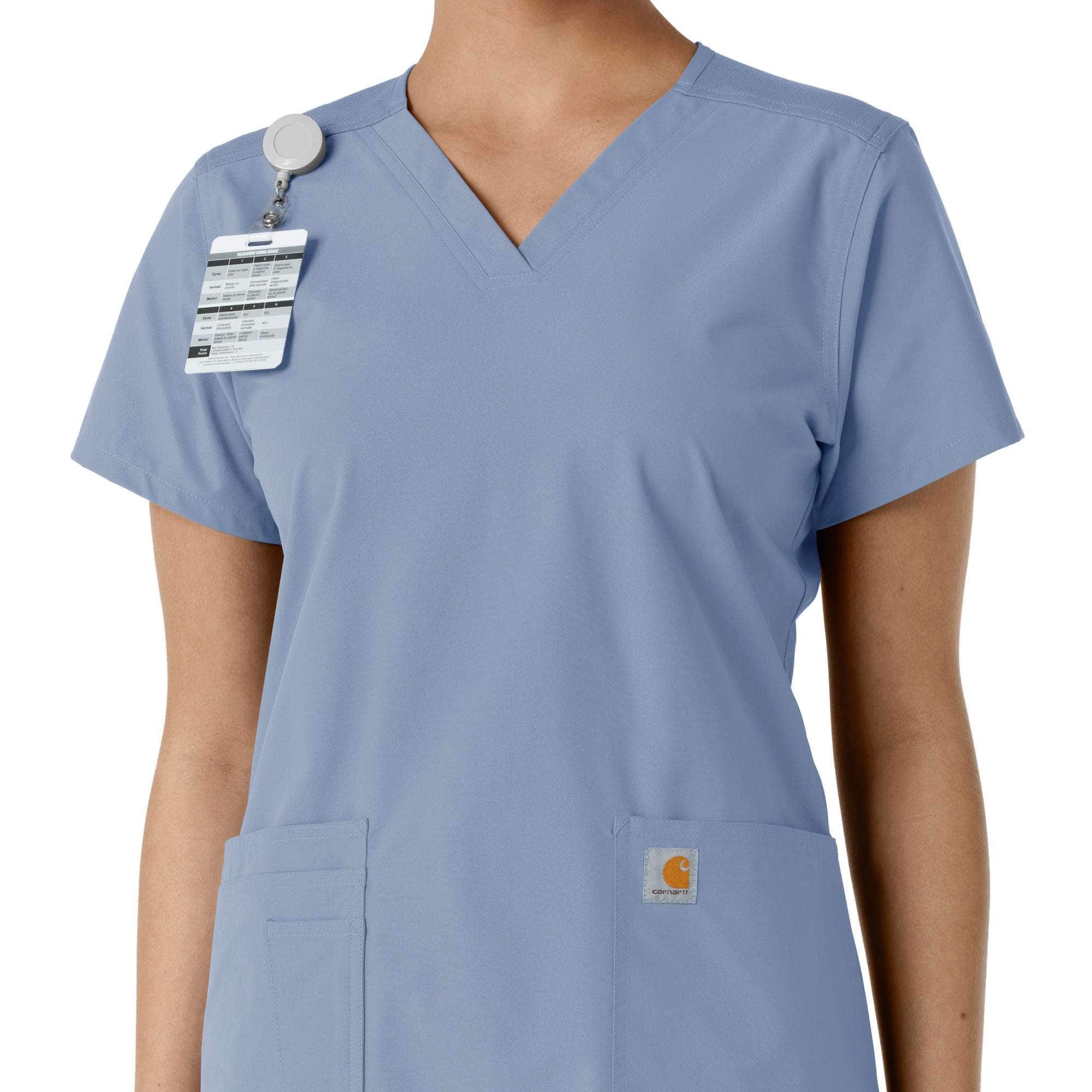 Women's force essentials v-neck knit panel scrub top