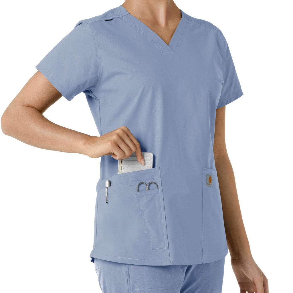 Women's force essentials v-neck knit panel scrub top
