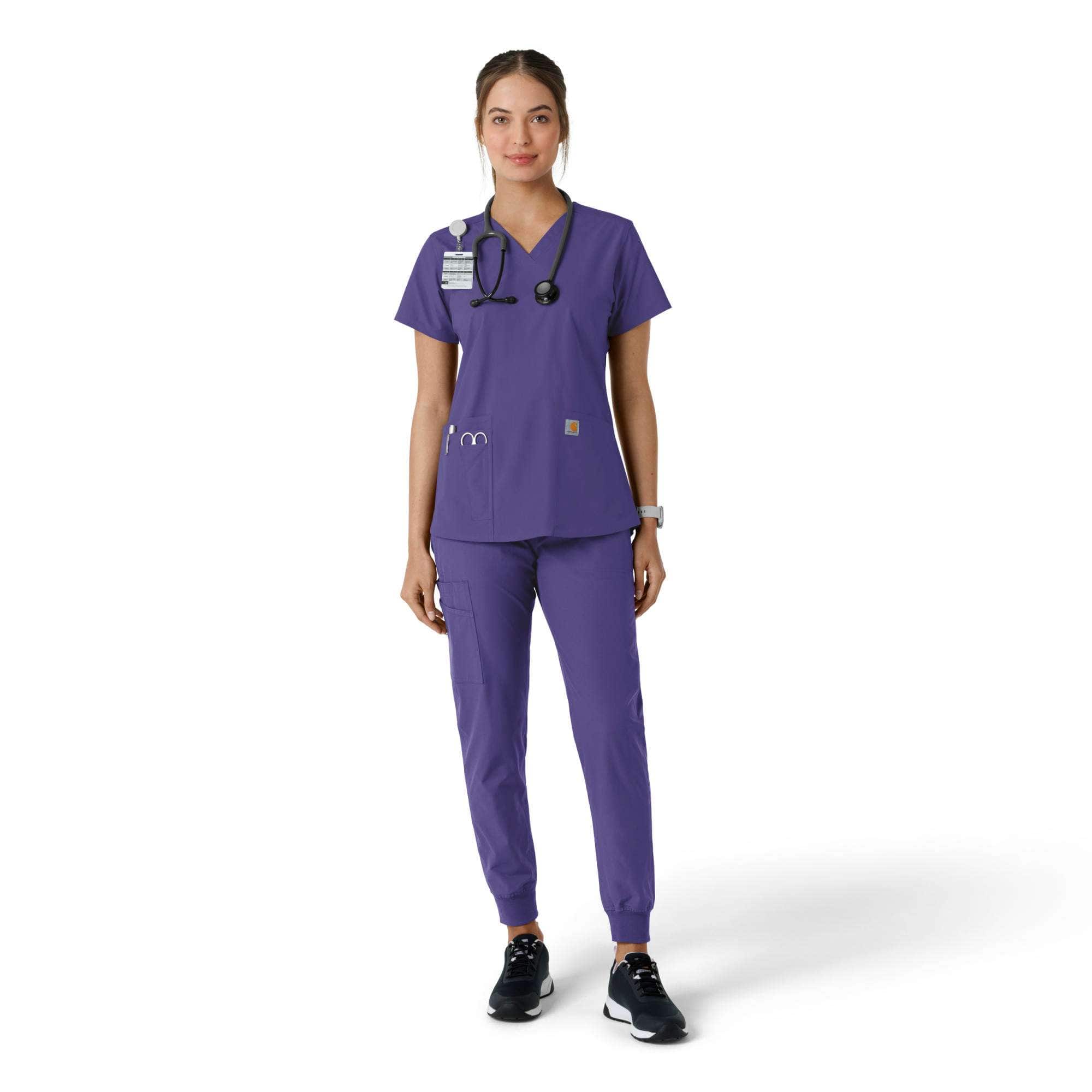 Women's force essentials v-neck knit panel scrub top