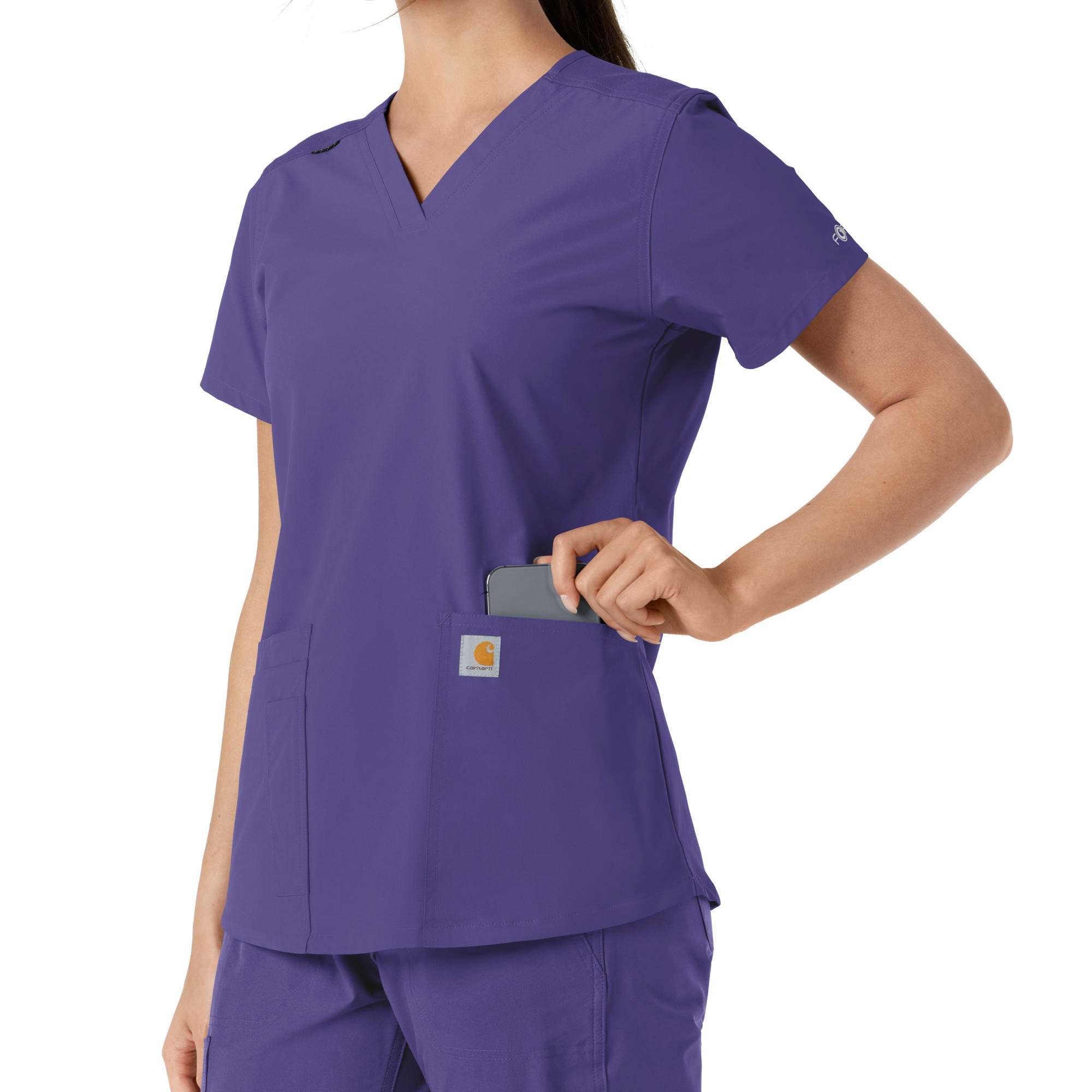 Women's force essentials v-neck knit panel scrub top