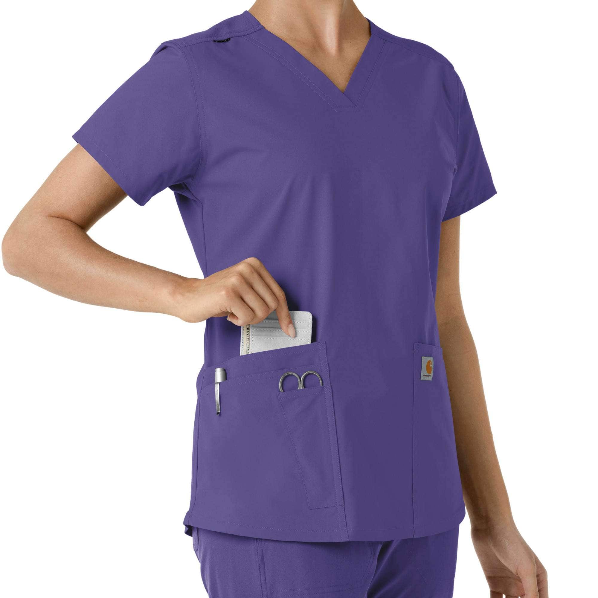 Women's force essentials v-neck knit panel scrub top
