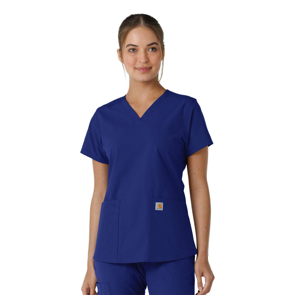 Women's force essentials v-neck knit panel scrub top