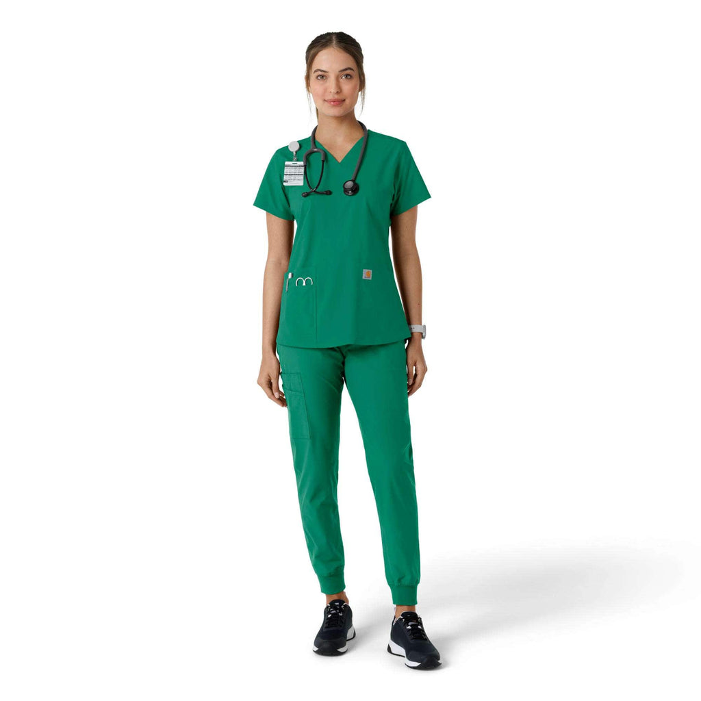 Women's force essentials v-neck knit panel scrub top