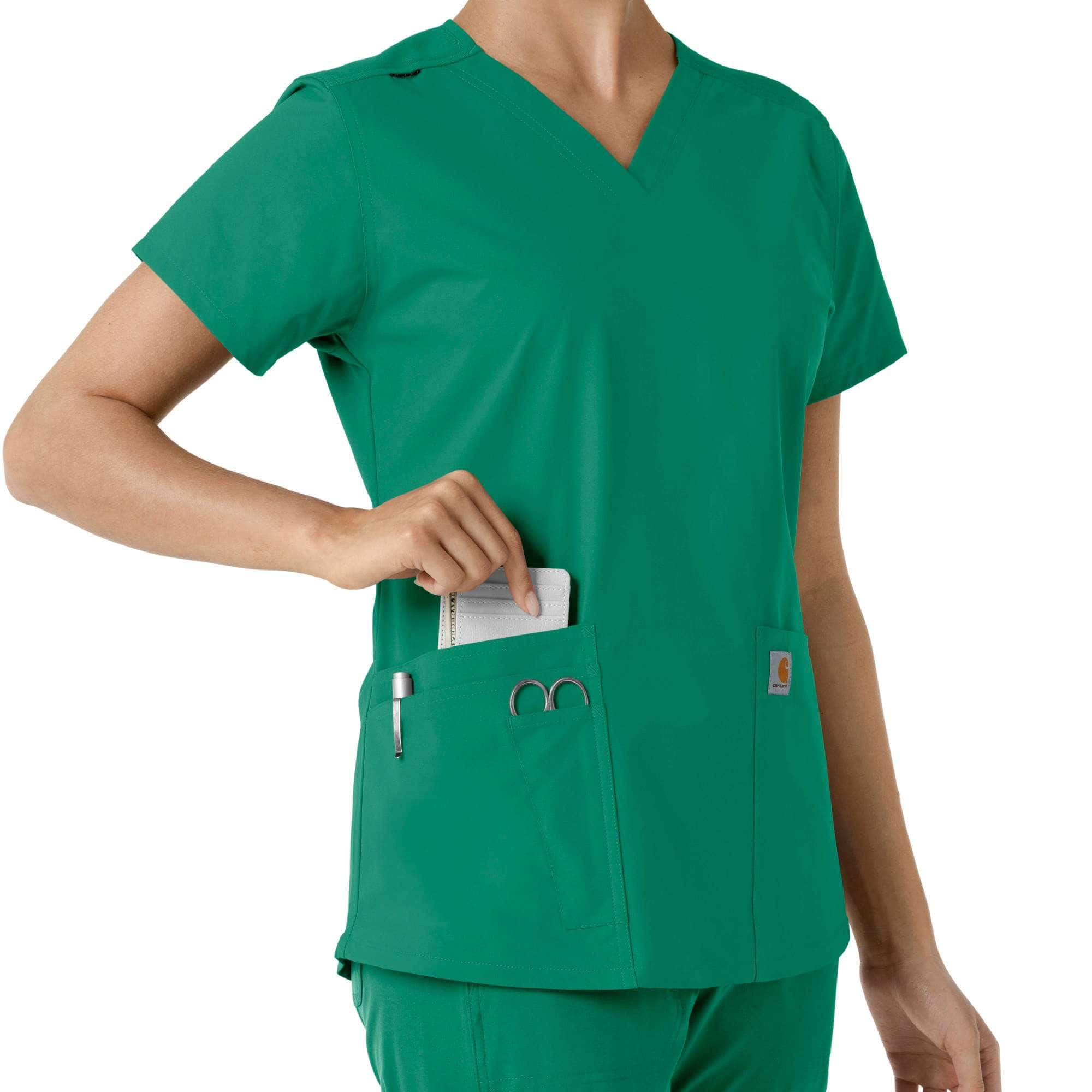 Women's force essentials v-neck knit panel scrub top