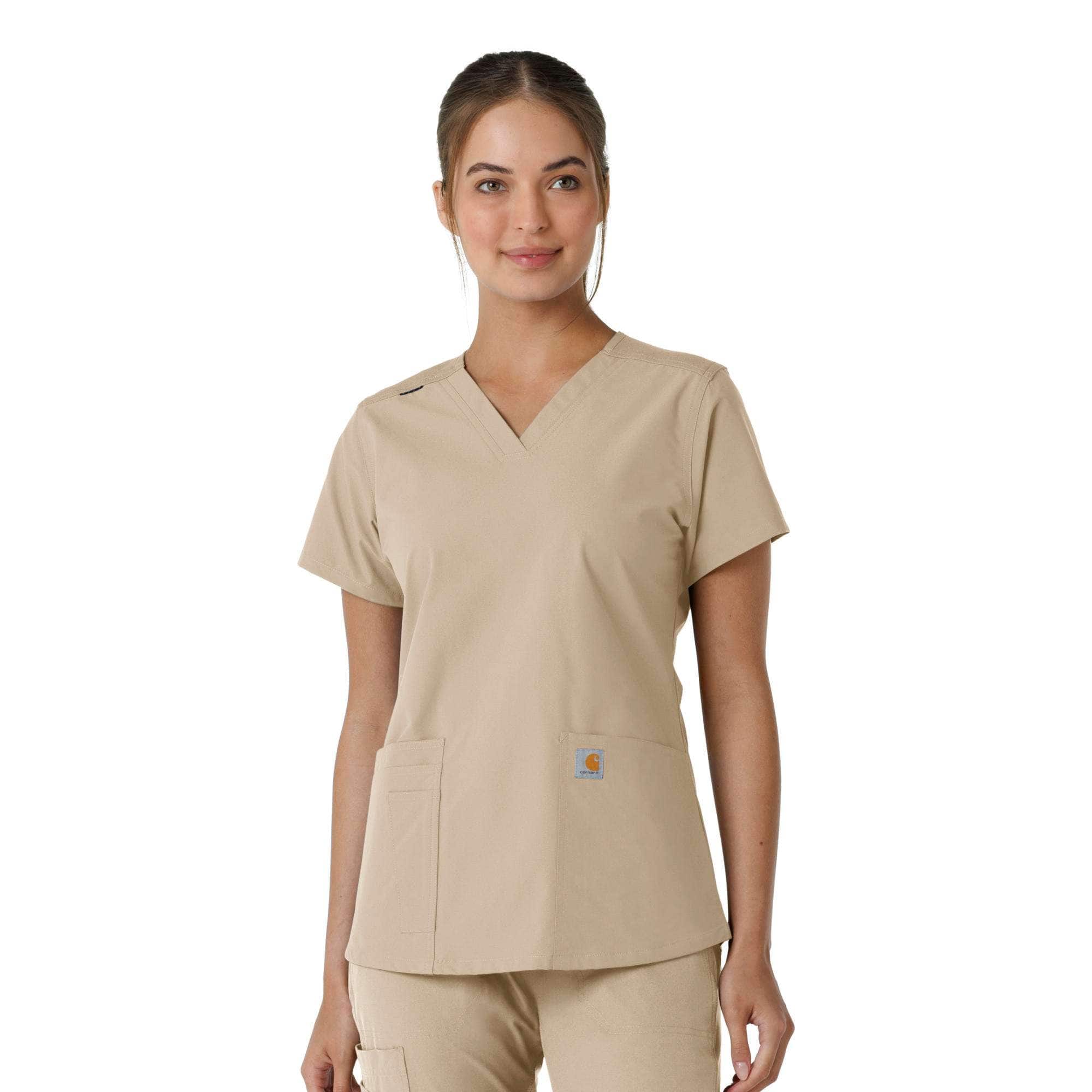 Women's force essentials v-neck knit panel scrub top
