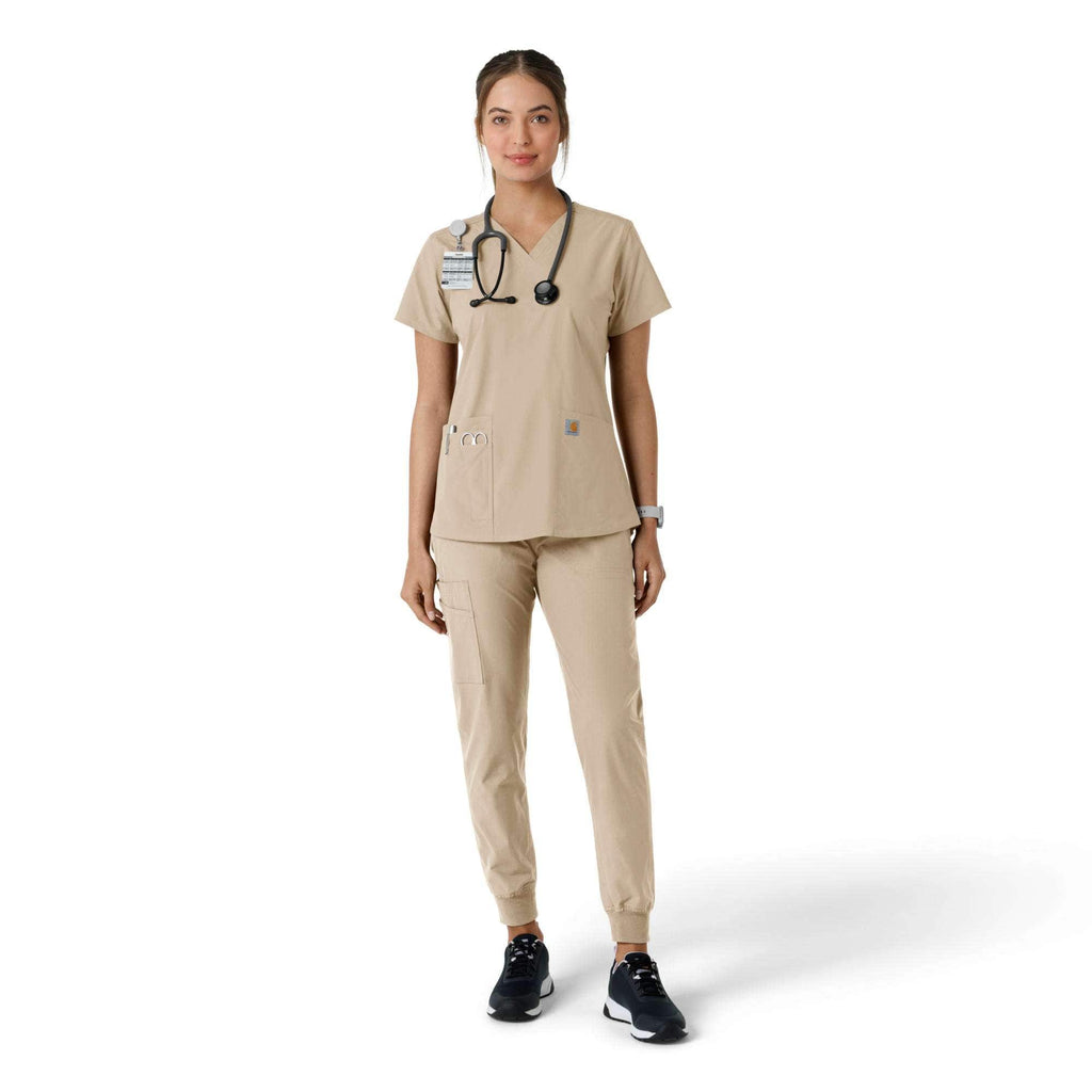 Women's force essentials v-neck knit panel scrub top