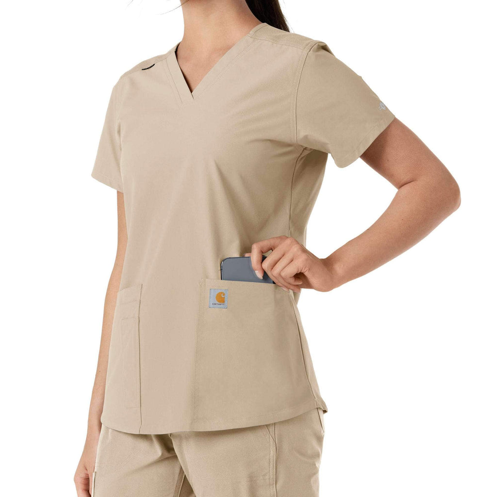 Women's force essentials v-neck knit panel scrub top