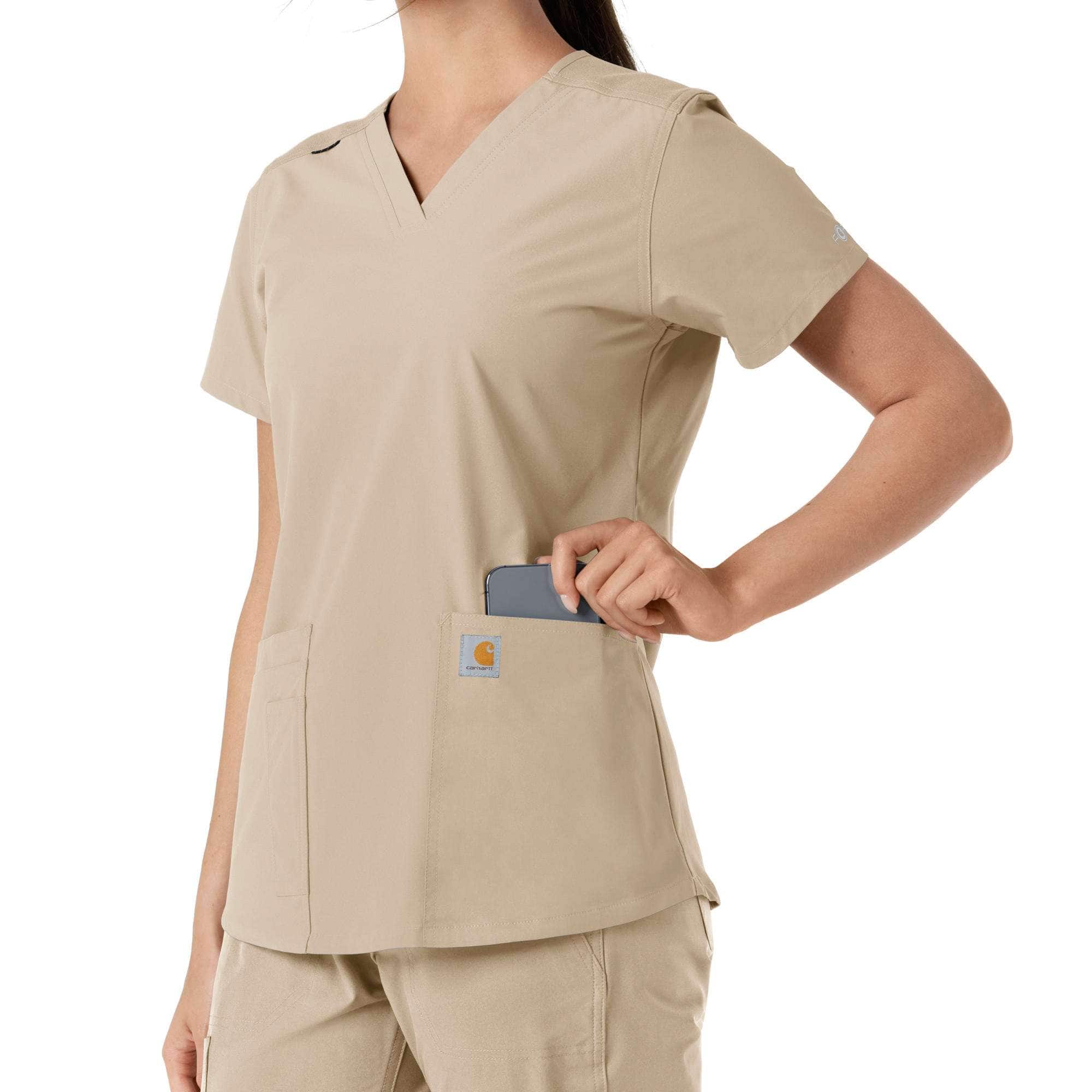 Women's force essentials v-neck knit panel scrub top