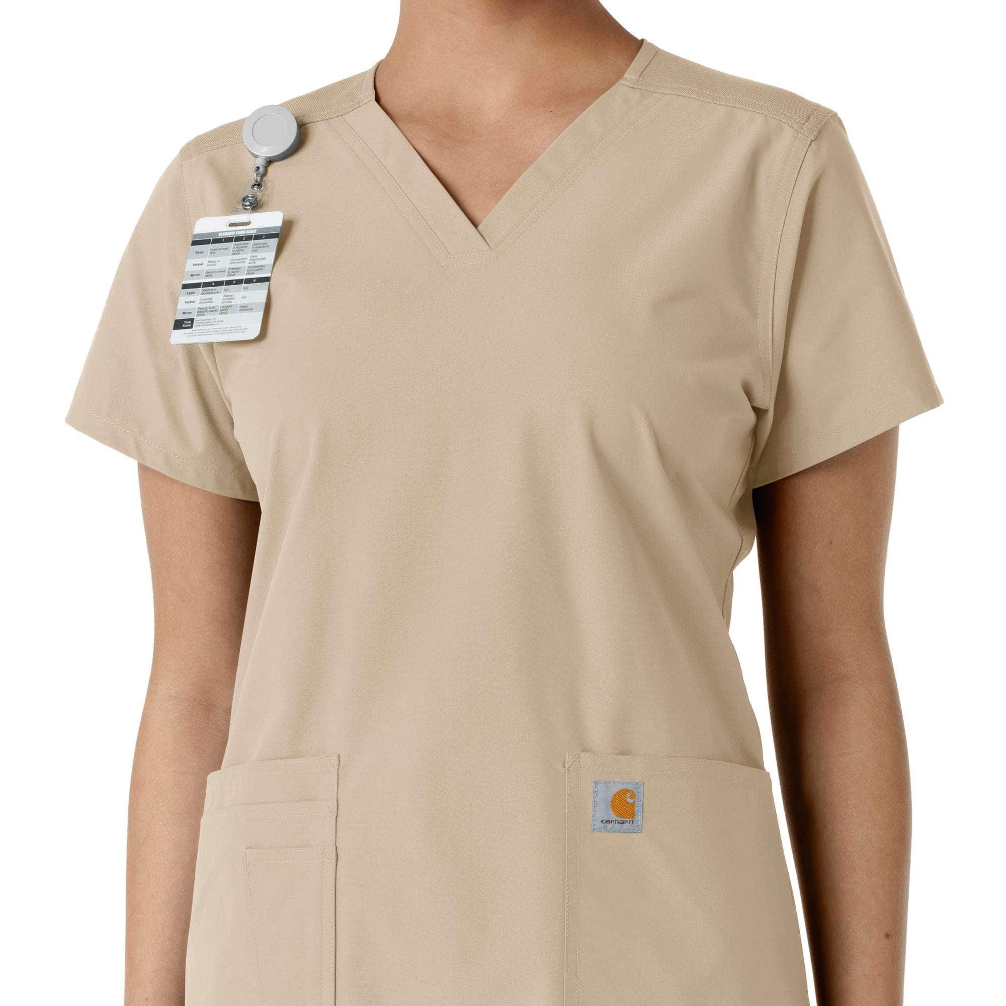 Women's force essentials v-neck knit panel scrub top