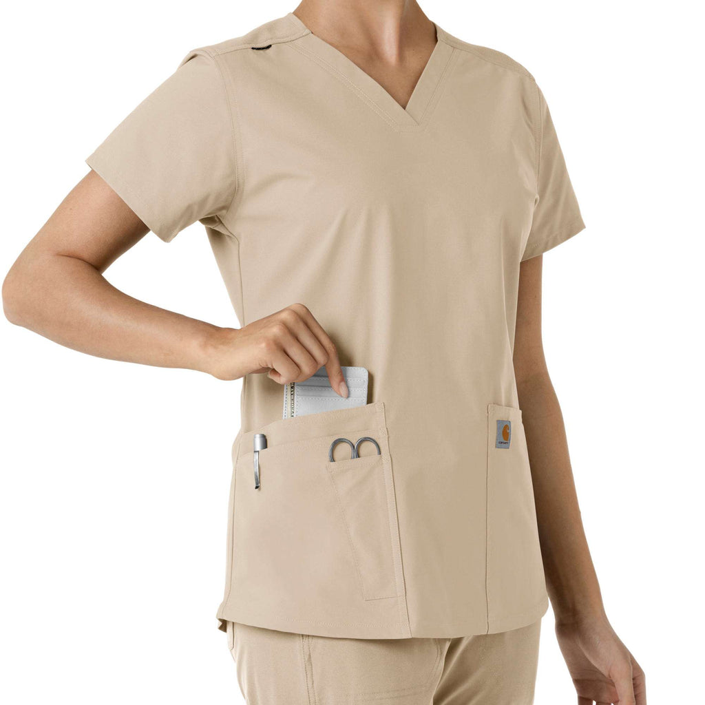 Women's force essentials v-neck knit panel scrub top