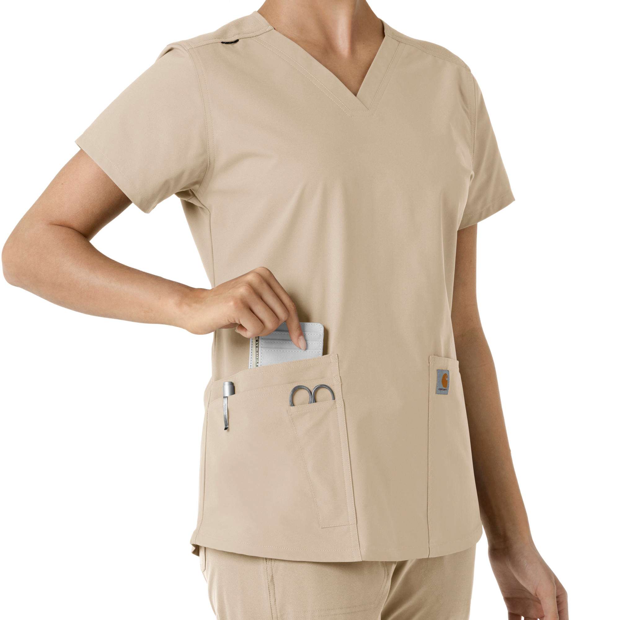 Women's force essentials v-neck knit panel scrub top