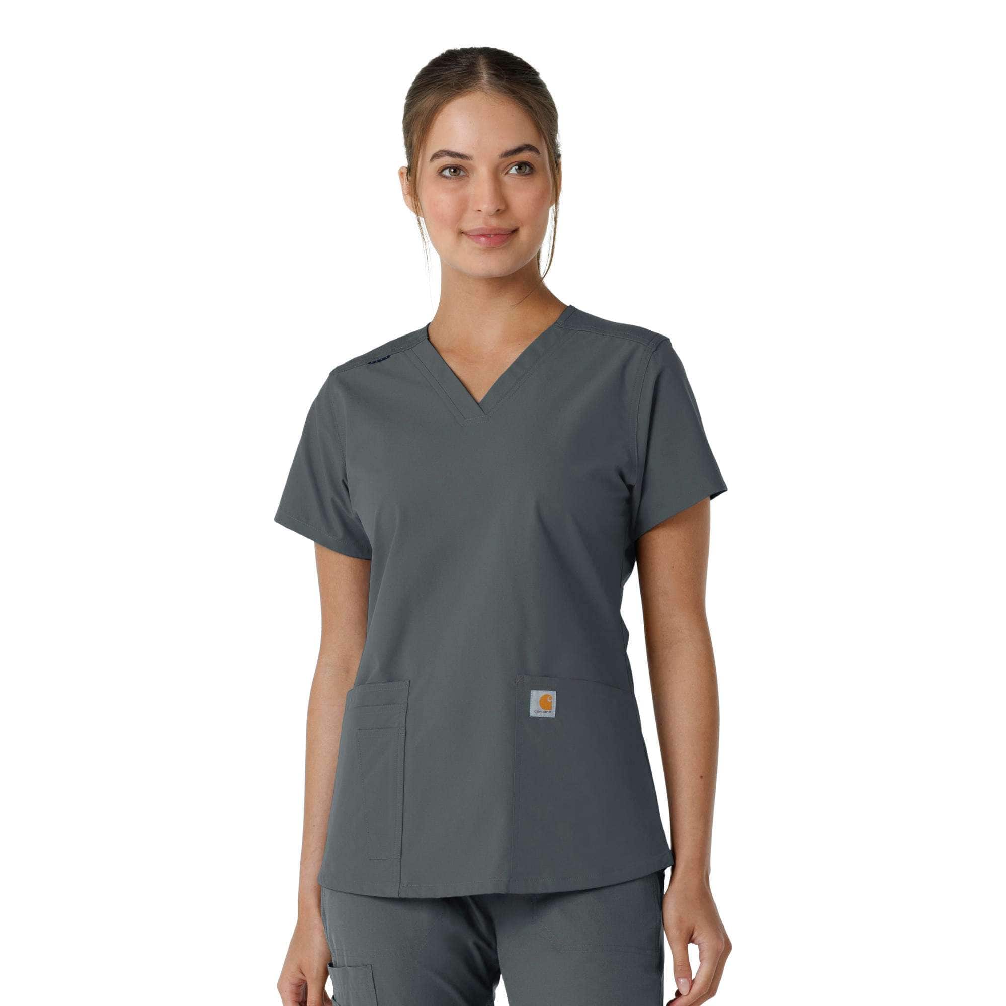 Women's force essentials v-neck knit panel scrub top