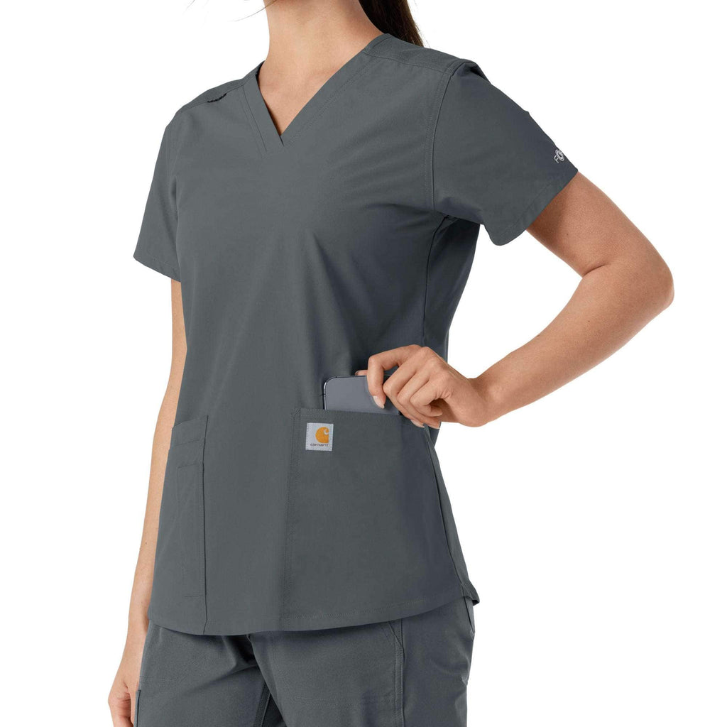 Women's force essentials v-neck knit panel scrub top