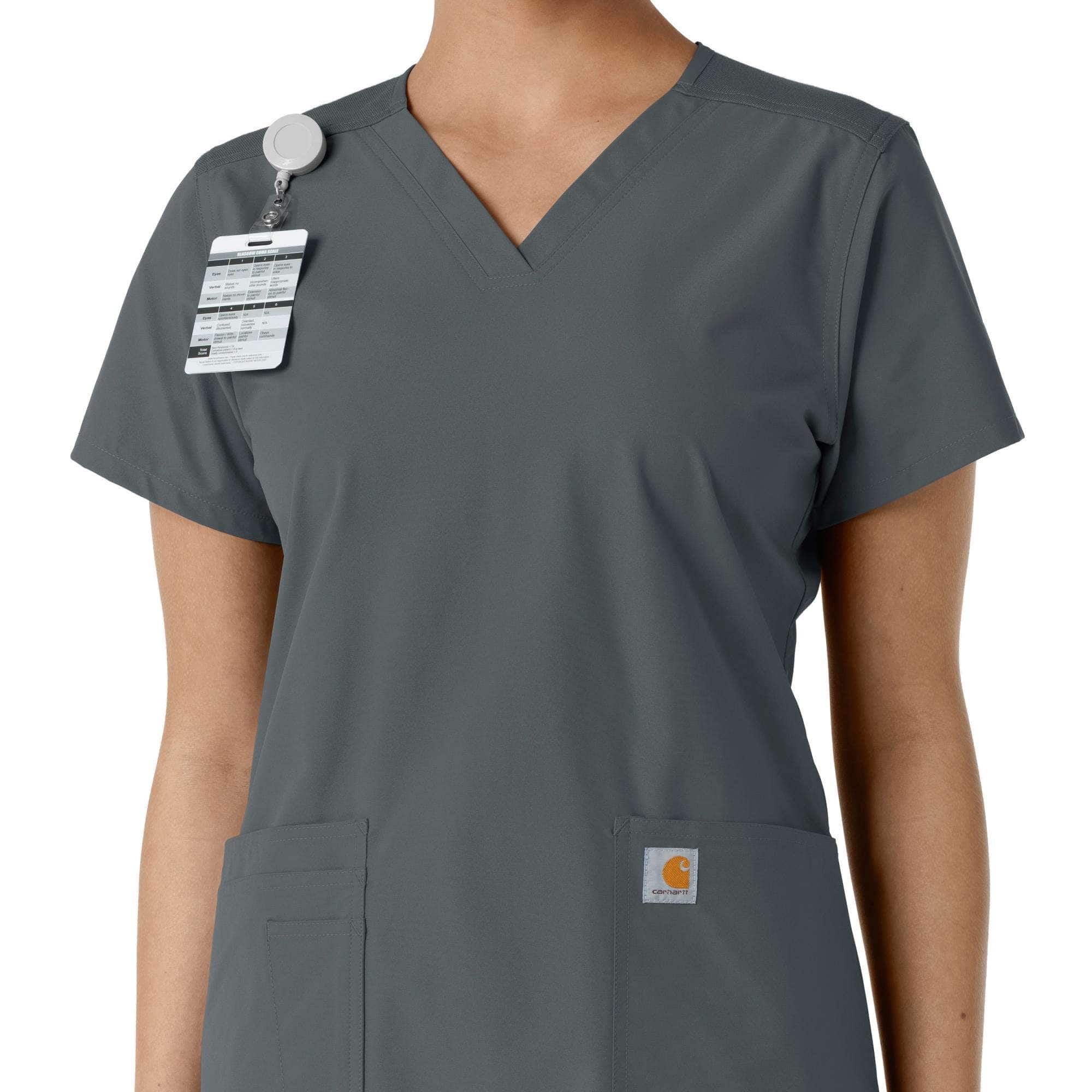 Women's force essentials v-neck knit panel scrub top