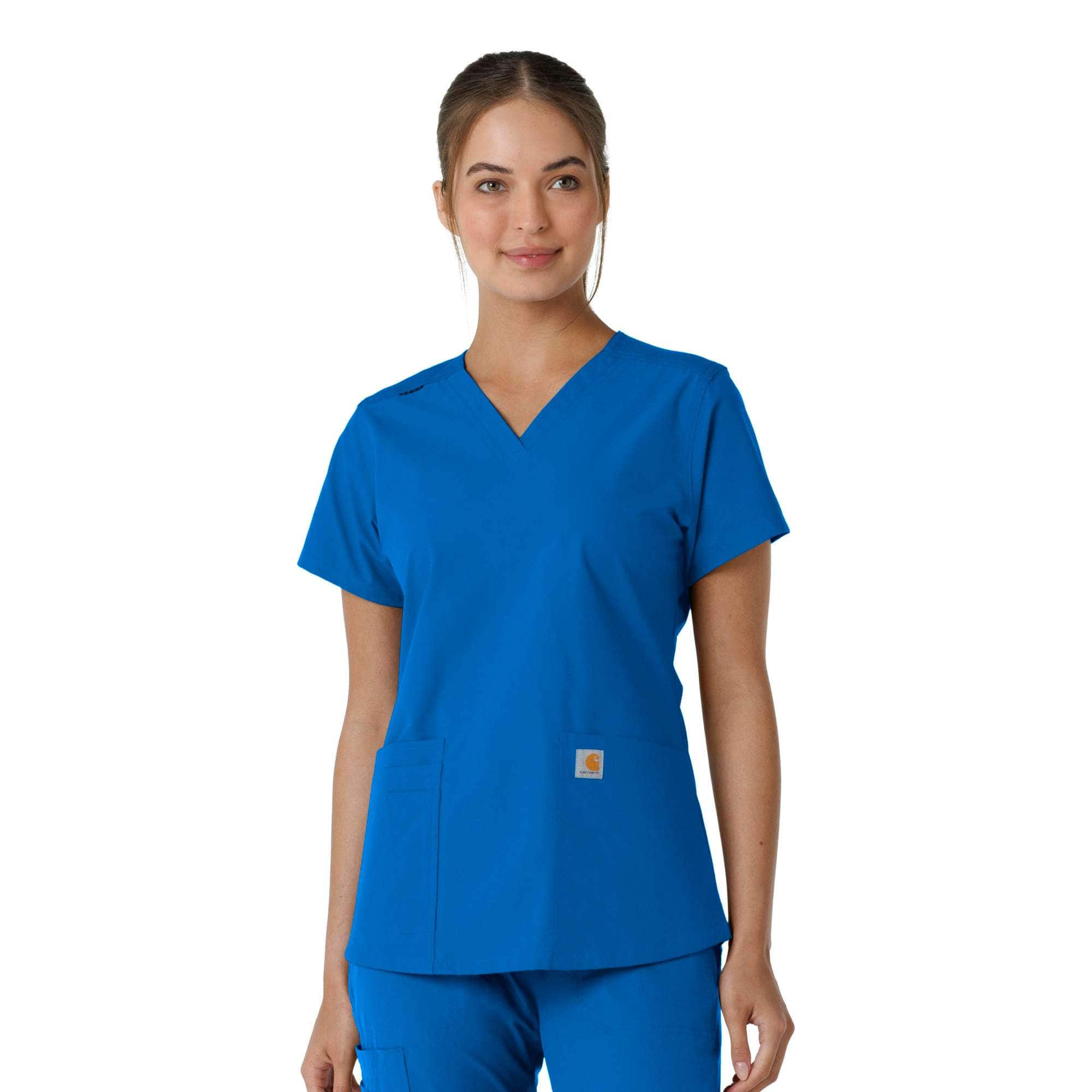 Women's force essentials v-neck knit panel scrub top
