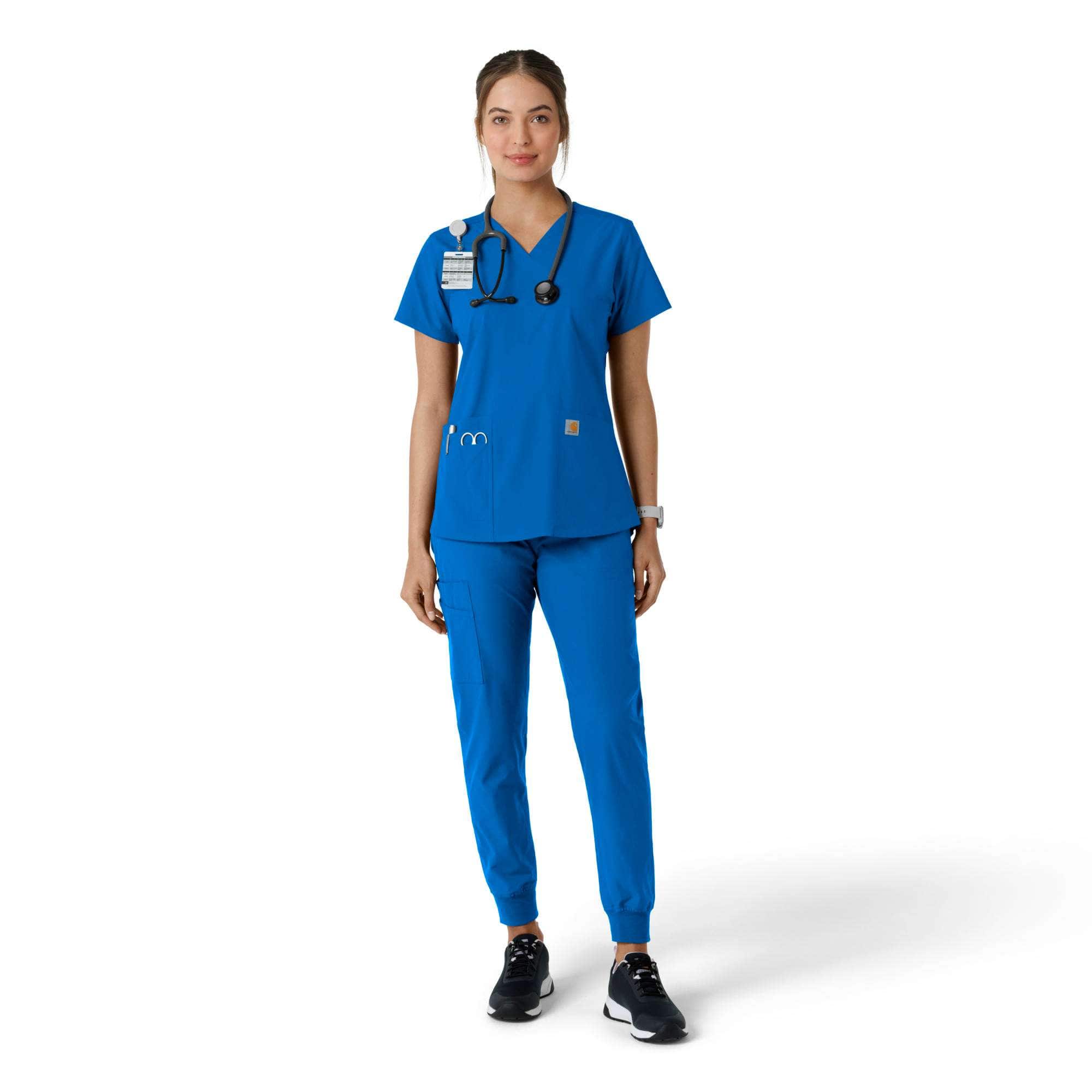 Women's force essentials v-neck knit panel scrub top