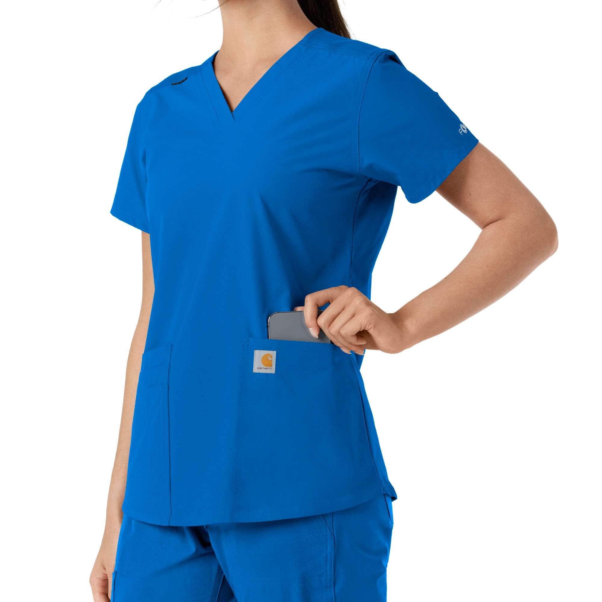 Women's force essentials v-neck knit panel scrub top