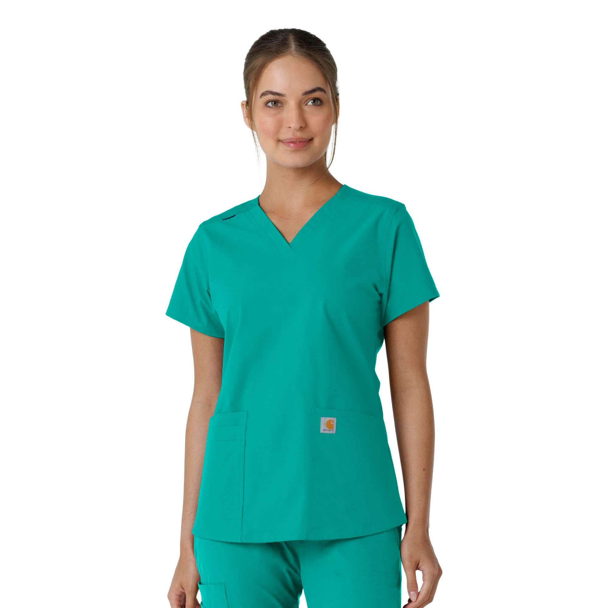 Women's force essentials v-neck knit panel scrub top