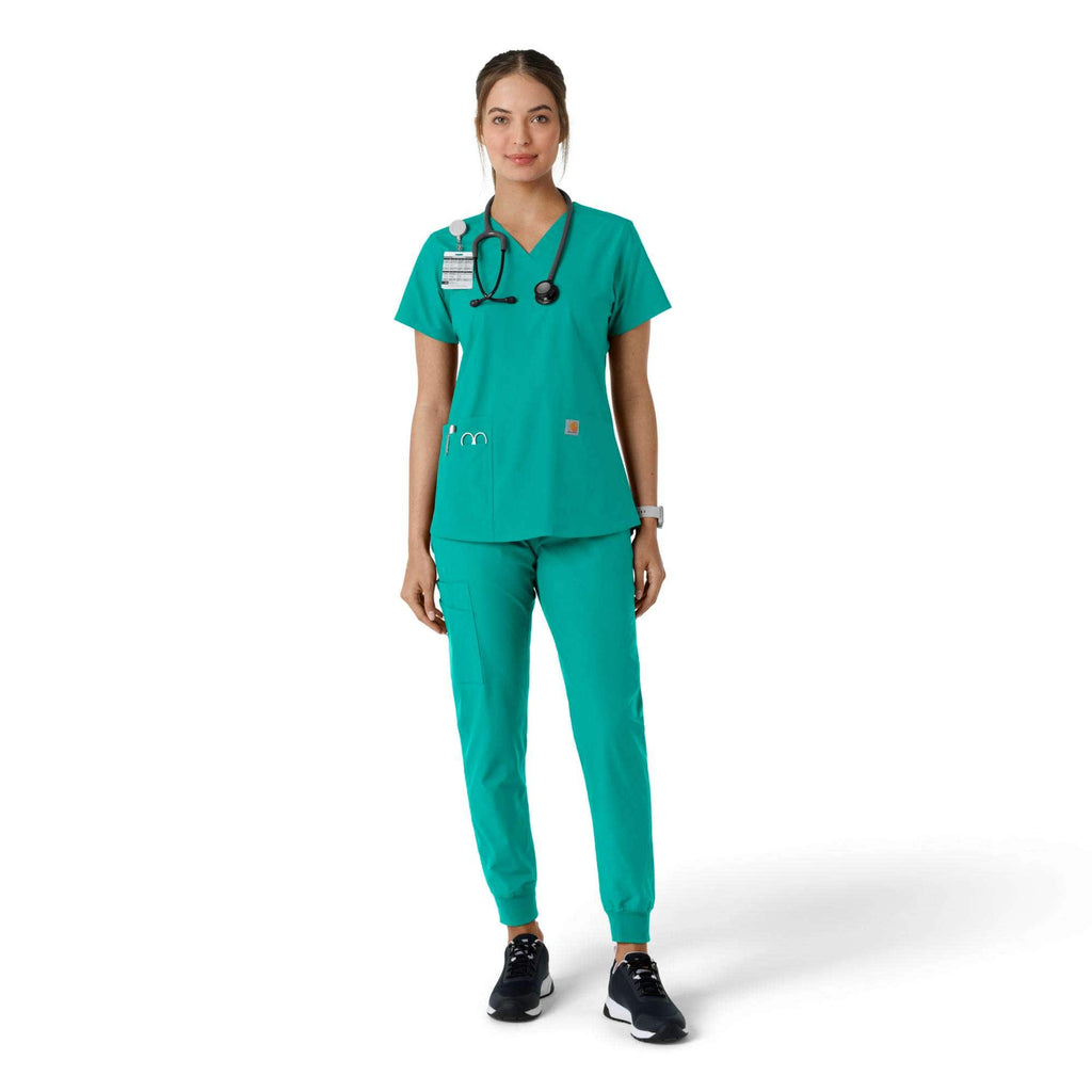 Women's force essentials v-neck knit panel scrub top