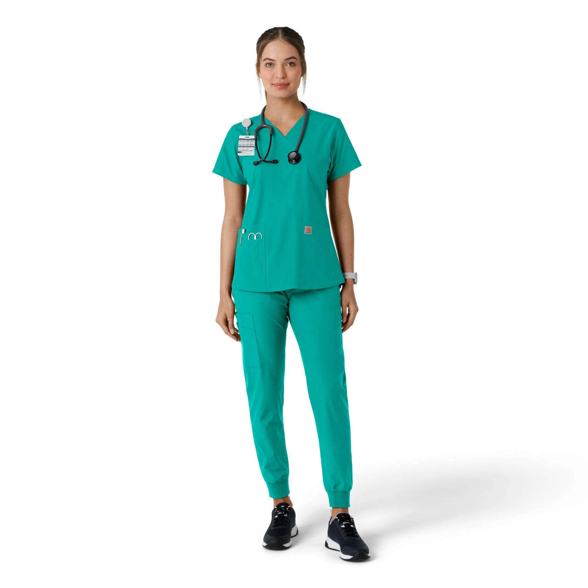 Women's force essentials v-neck knit panel scrub top