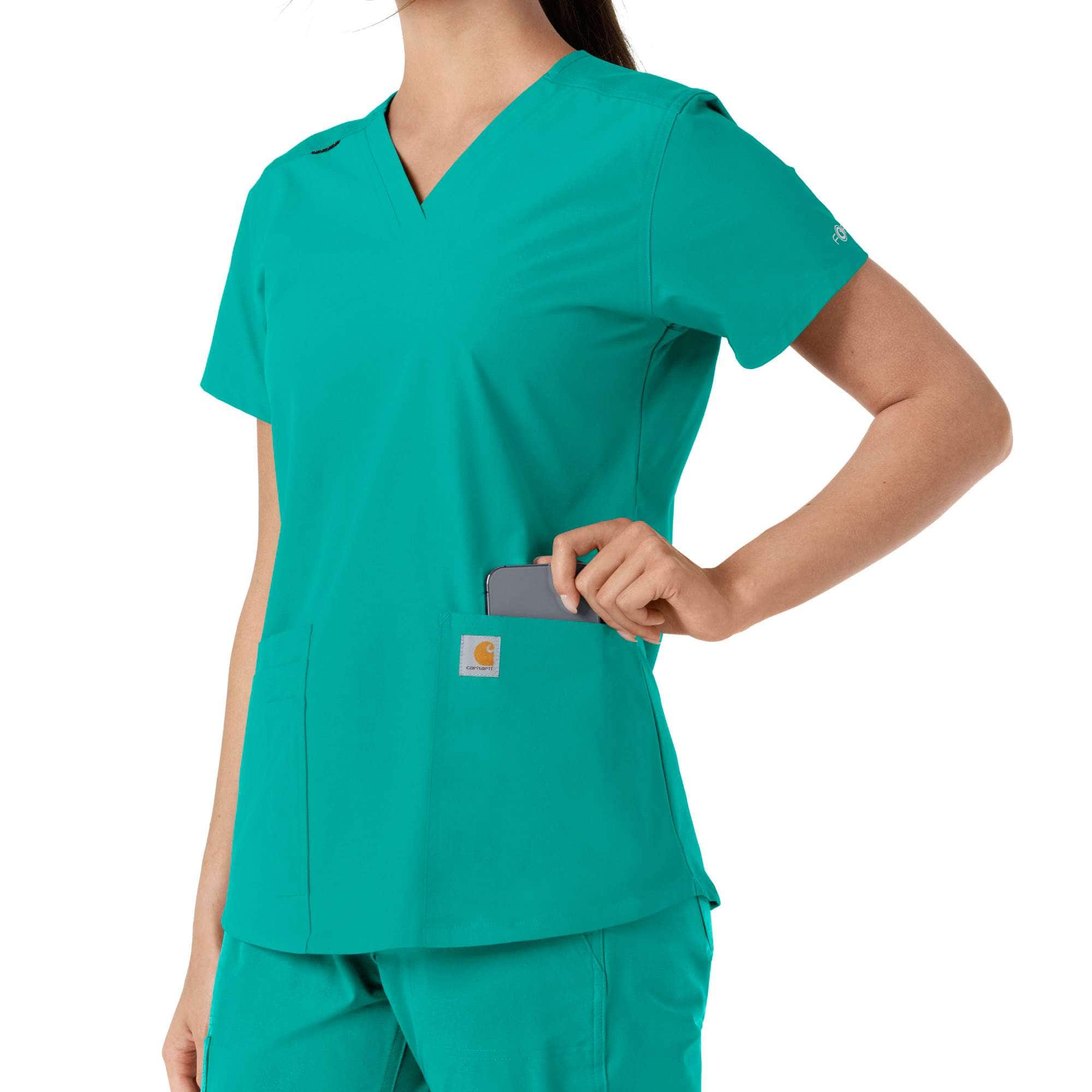 Women's force essentials v-neck knit panel scrub top