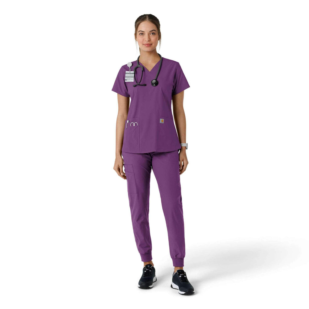 Women's force essentials v-neck knit panel scrub top