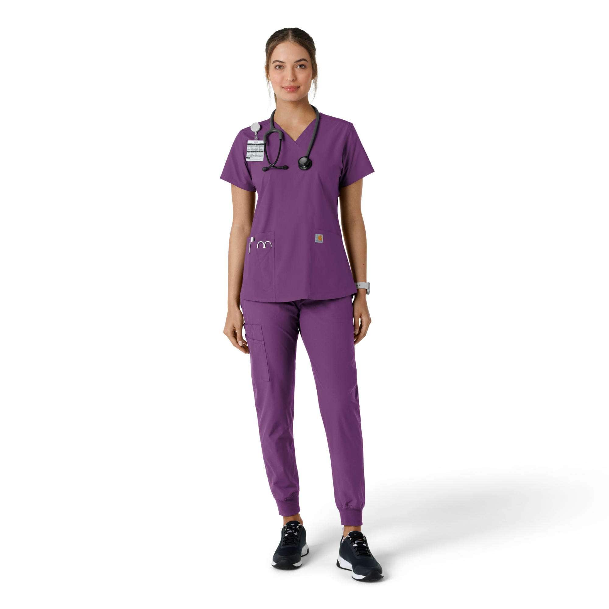 Women's force essentials v-neck knit panel scrub top