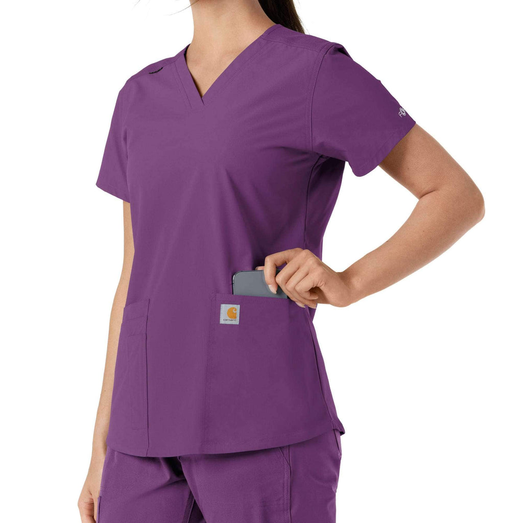 Women's force essentials v-neck knit panel scrub top