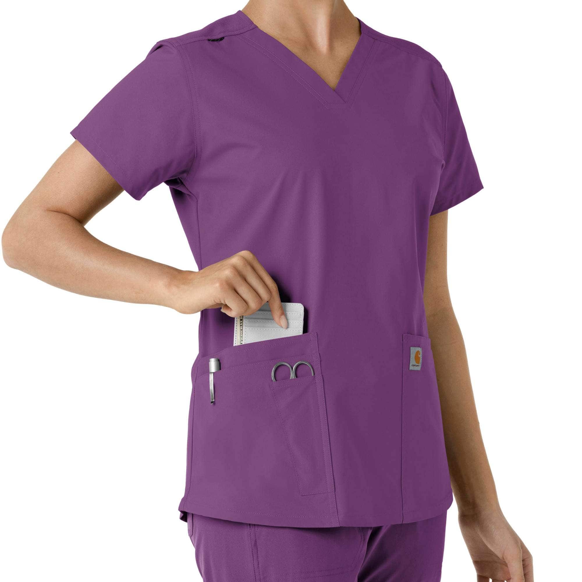 Women's force essentials v-neck knit panel scrub top