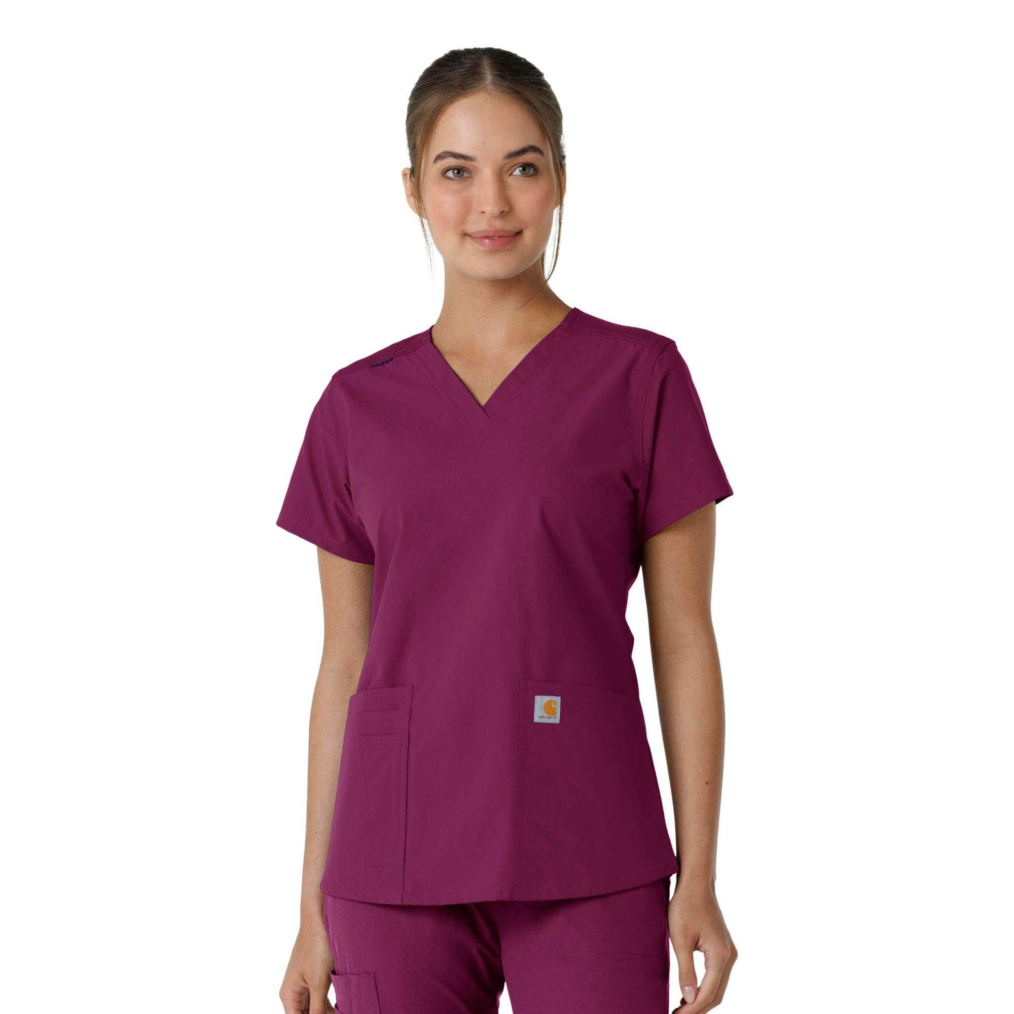 Women's force essentials v-neck knit panel scrub top